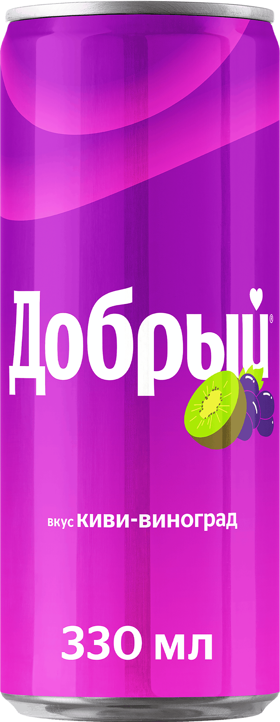Изображение товара Освежающий газированный лимонад ДОБРЫЙ Виноград и Киви 0.33л Изображение товара Освежающий газированный лимонад ДОБРЫЙ Виноград и Киви 0.33л