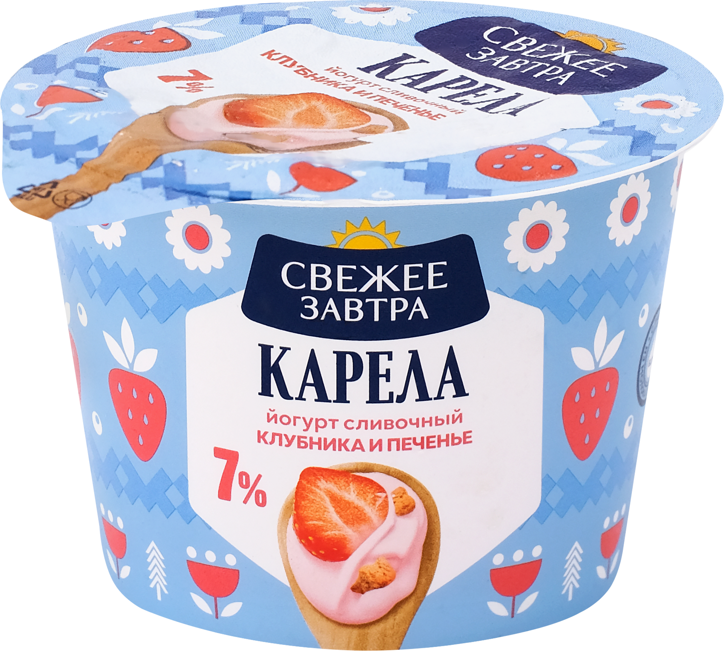 Изображение товара Йогурт Клубника и печенье 7% СВЕЖЕЕ ЗАВТРА оладки и десерты