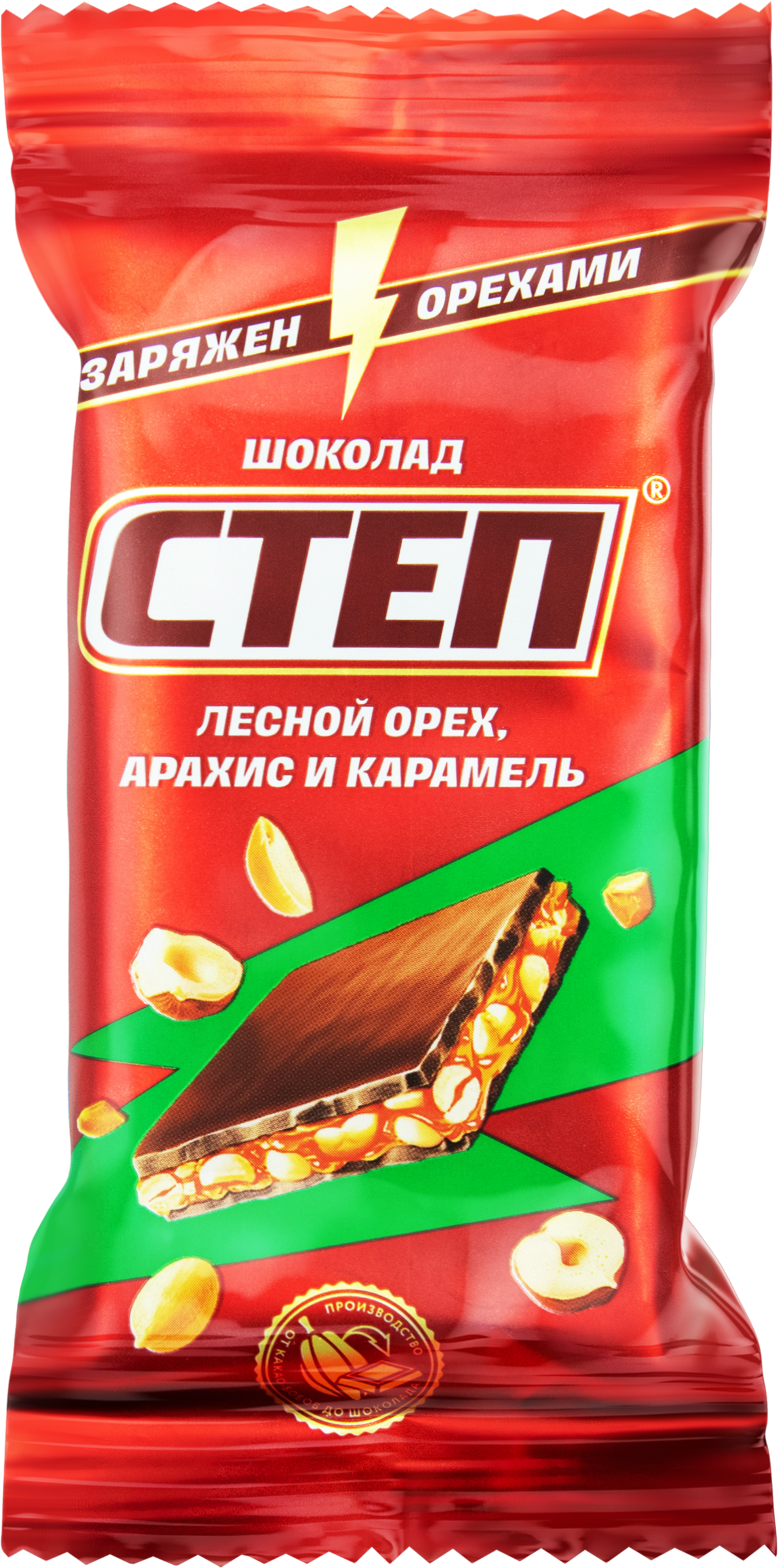 Изображение товара Шоколад СТЕП с лесным орехом 80г молочный с начинкой и орехами