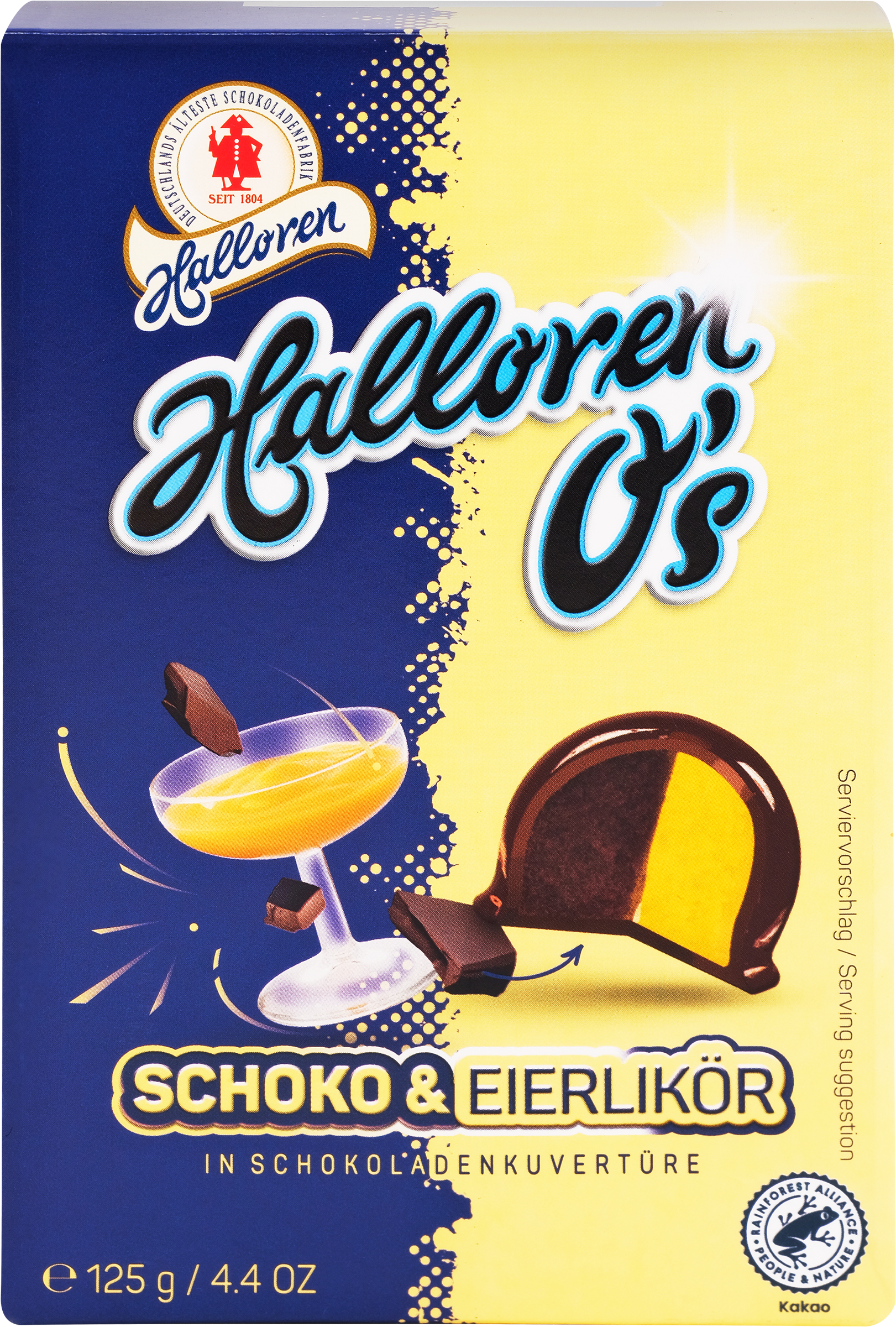 Изображение товара Шоколадные конфеты HALLOREN Schoko&Eierlikör с какао и яичным ликером 125г