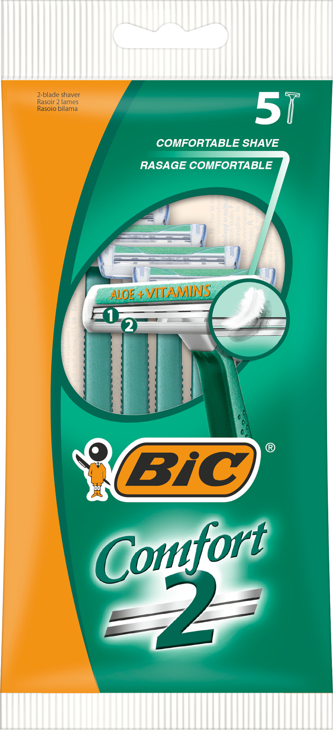 Изображение товара Одноразовый станок BIC Comfort с 2 лезвиями, 5 шт, для мягкого бритья
