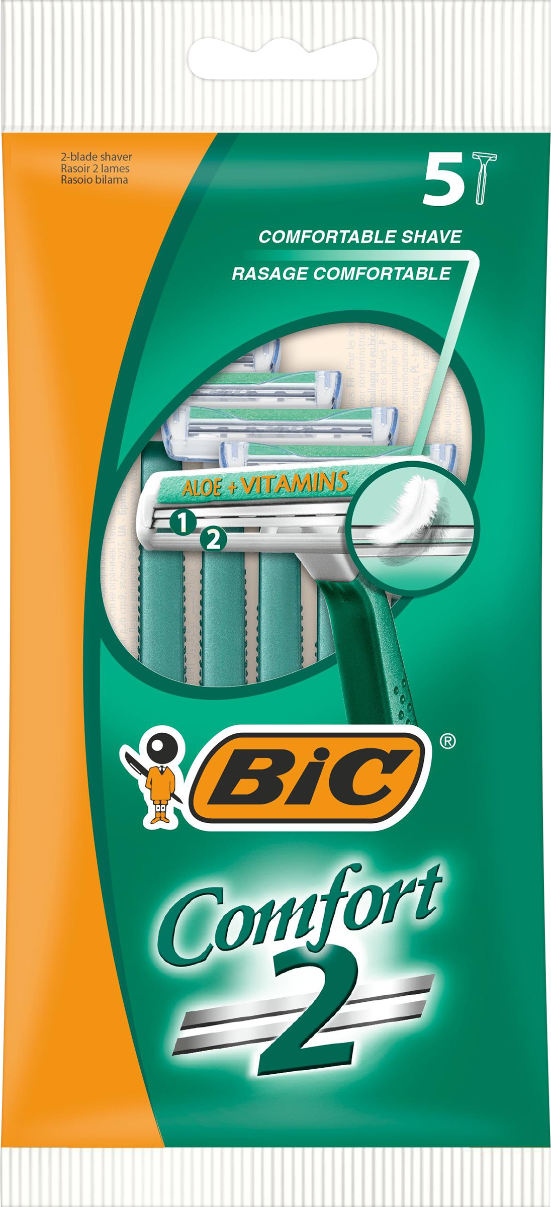 Изображение товара Одноразовый станок BIC Comfort с 2 лезвиями, 5 шт, для мягкого бритья Изображение товара Одноразовый станок BIC Comfort с 2 лезвиями, 5 шт, для мягкого бритья