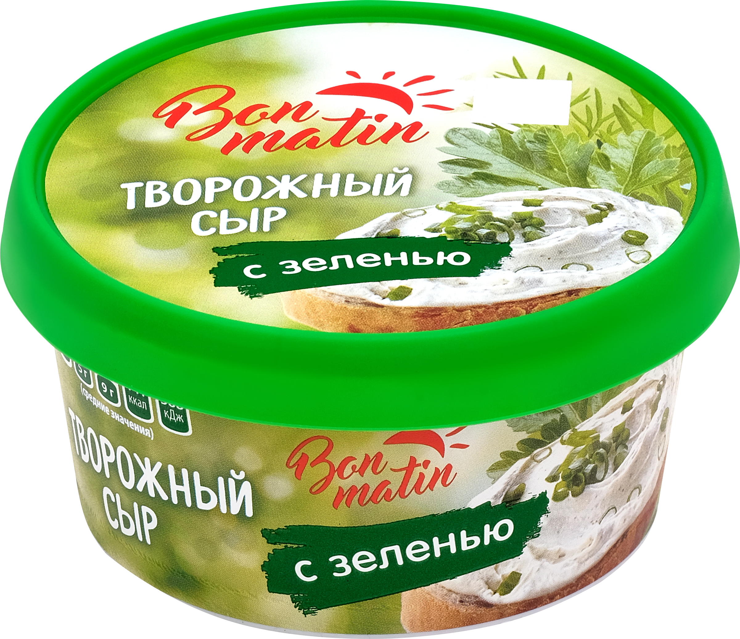 Изображение товара Творожный сыр с зеленью BON MATIN 130г - натуральный и насыщенный вкус