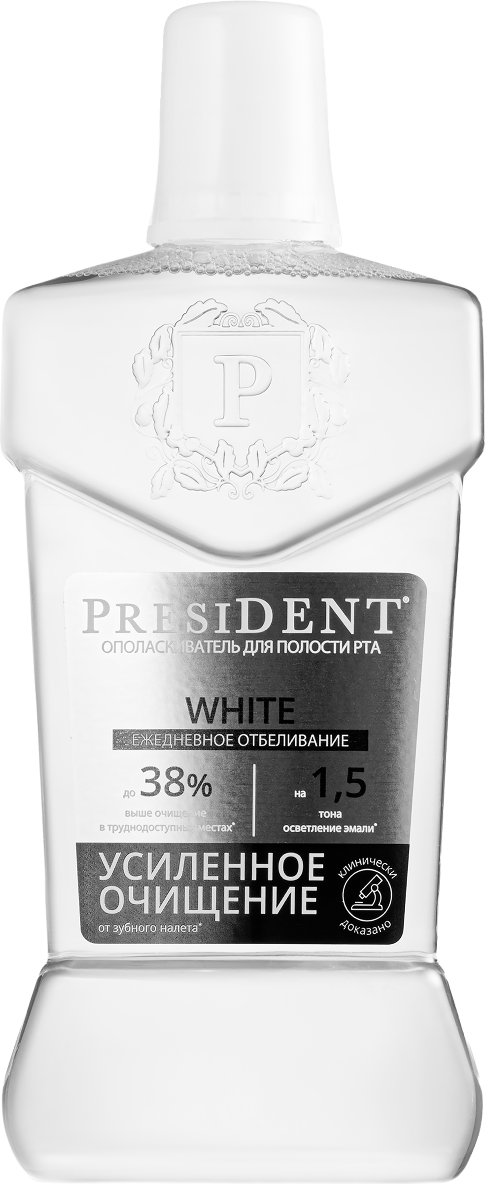 Изображение товара Ополаскиватель PRESIDENT White Ежедневное отбеливание 400мл для белых и здоровых зубов Изображение товара Ополаскиватель PRESIDENT White Ежедневное отбеливание 400мл для белых и здоровых зубов