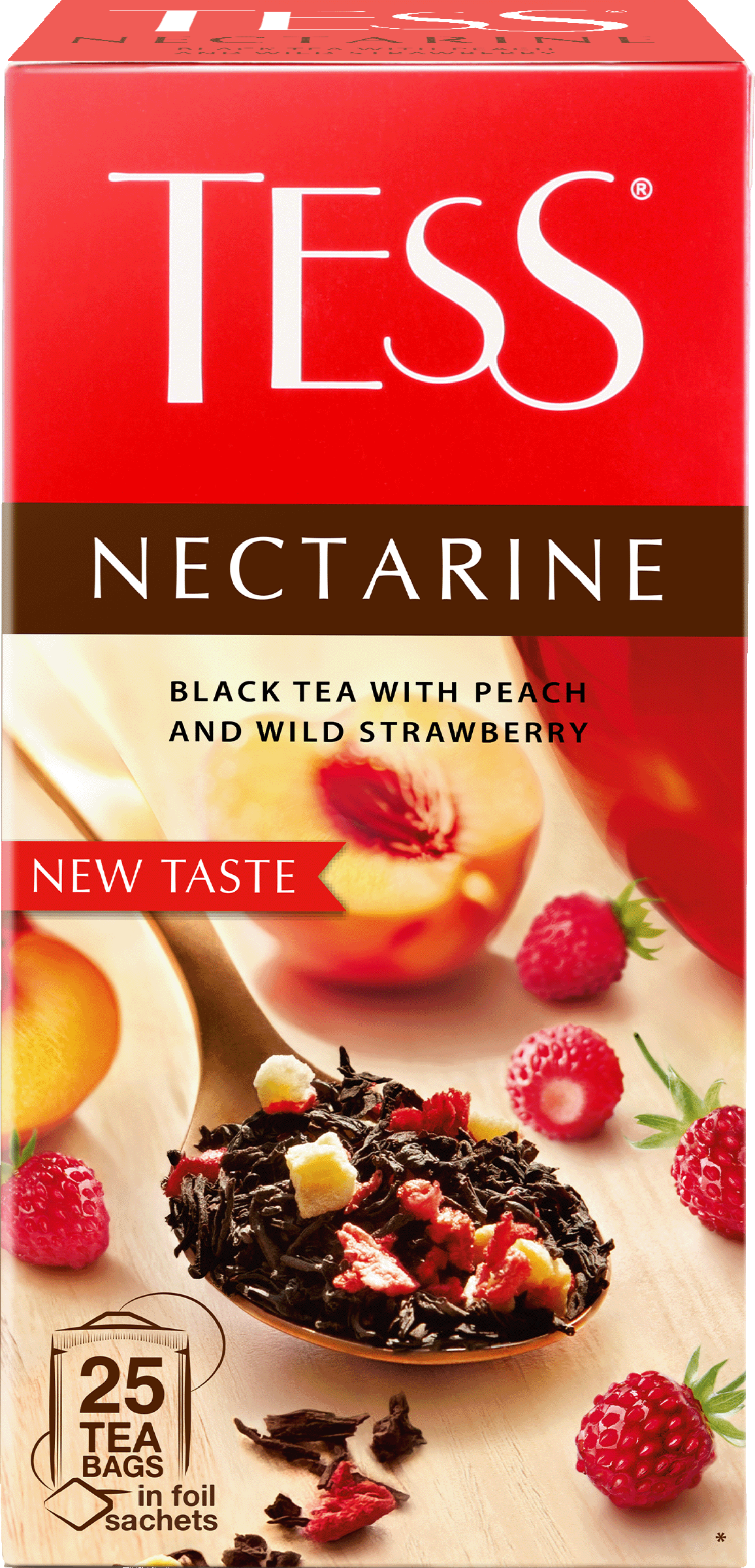 Изображение товара Чёрный чай TESS Nectarine с ароматом персика и земляники, 25 пакетов Изображение товара Чёрный чай TESS Nectarine с ароматом персика и земляники, 25 пакетов