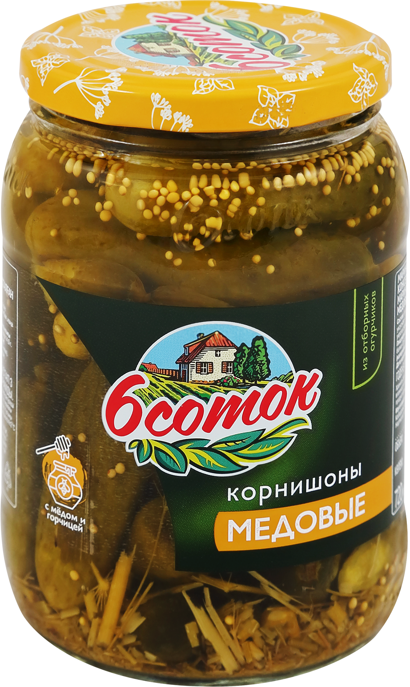 Изображение товара Корнишоны Медовые 6 СОТОК в стеклянной банке, хрустящие и кисло-сладкие Изображение товара Корнишоны Медовые 6 СОТОК в стеклянной банке, хрустящие и кисло-сладкие