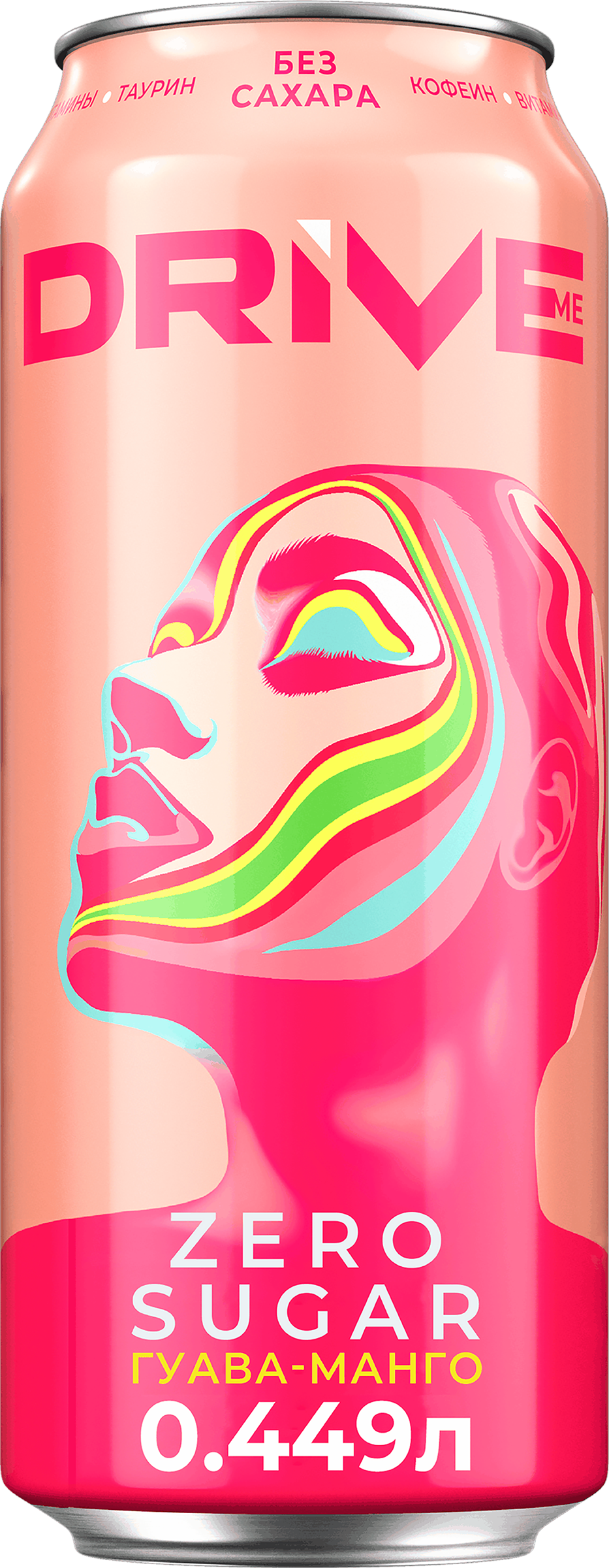 Изображение товара Напиток энергетический DRIVE ME Zero Sugar Guava, mango без сахара тонизирующий газированный, 0.449л