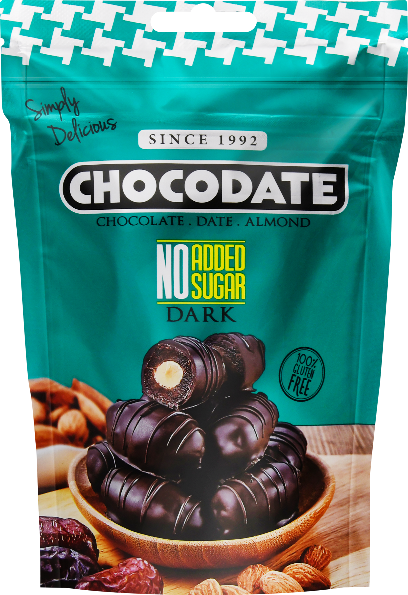 Изображение товара Конфеты CHOCODATE финики с миндалем, в темном шоколаде, без добавления сахара, 100г Изображение товара Конфеты CHOCODATE финики с миндалем, в темном шоколаде, без добавления сахара, 100г