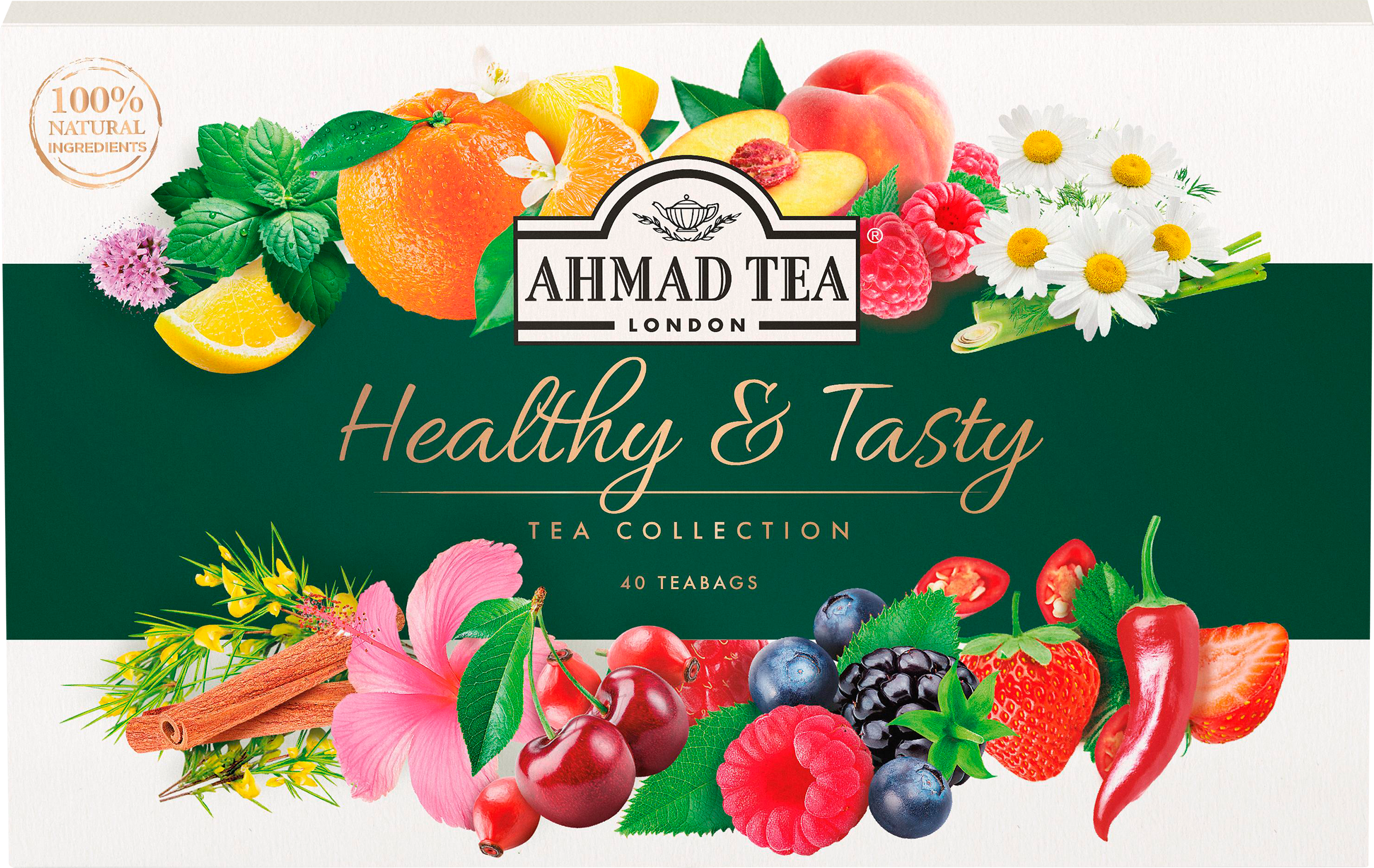 Изображение товара Чай AHMAD TEA Healthy&Tasty Ассорти 40 пакетиков натуральные травяные напитки Изображение товара Чай AHMAD TEA Healthy&Tasty Ассорти 40 пакетиков натуральные травяные напитки