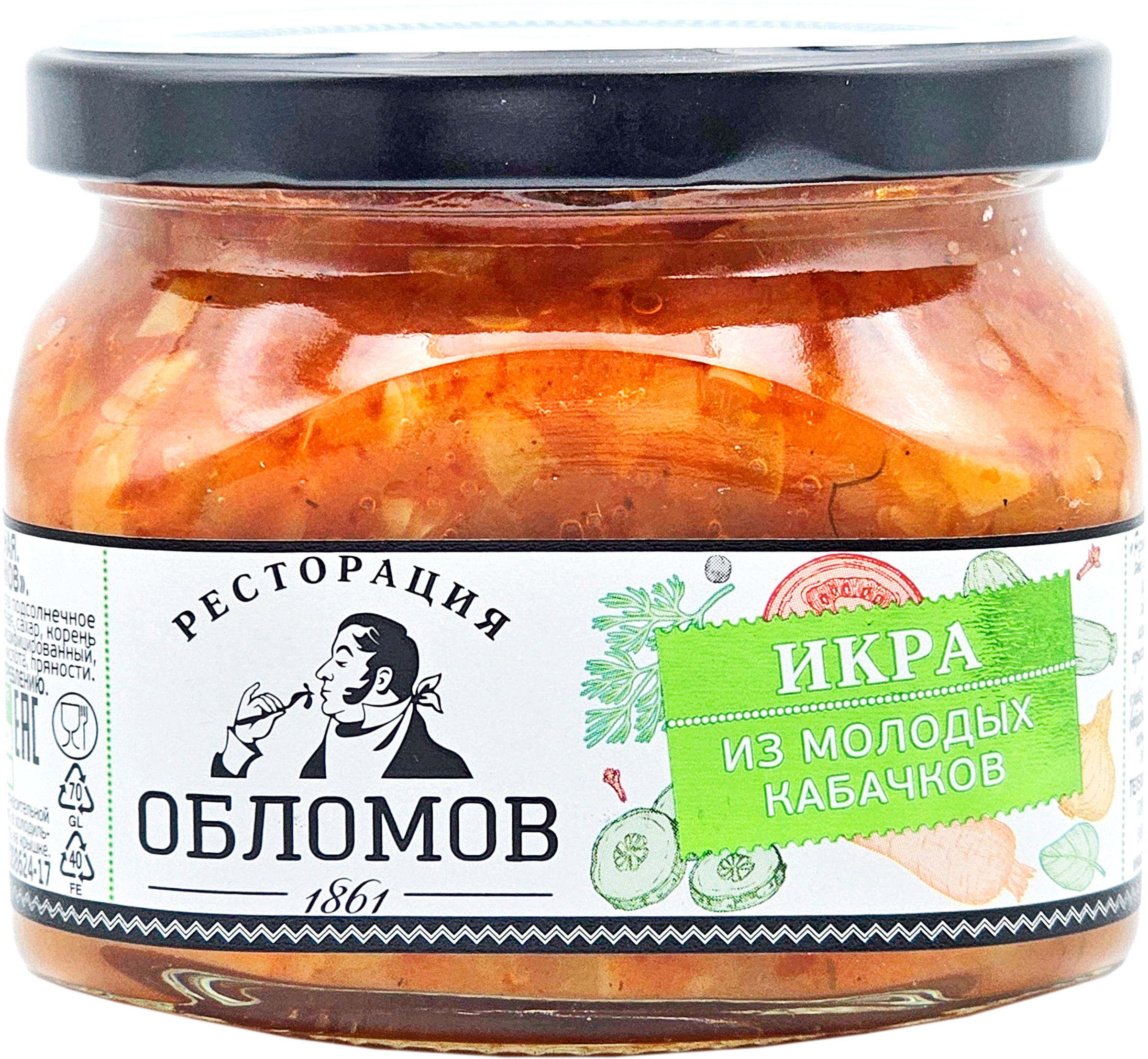 Изображение товара Икра кабачковая РЕСТОРАЦИЯ ОБЛОМОВ 320г натуральная и полезная