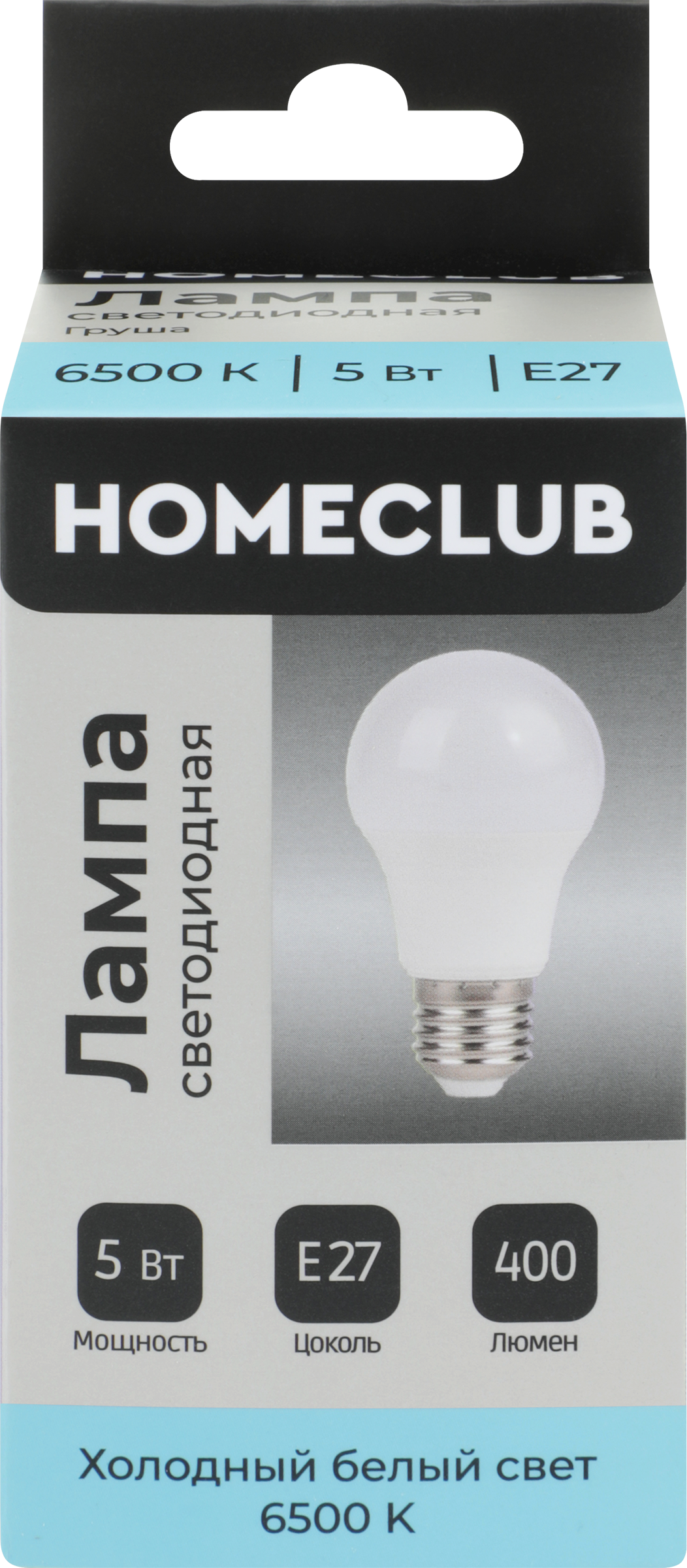 Изображение товара Лампа светодиодная HOMECLUB груша 5Вт E27 холодный свет LED-A55-5E2765