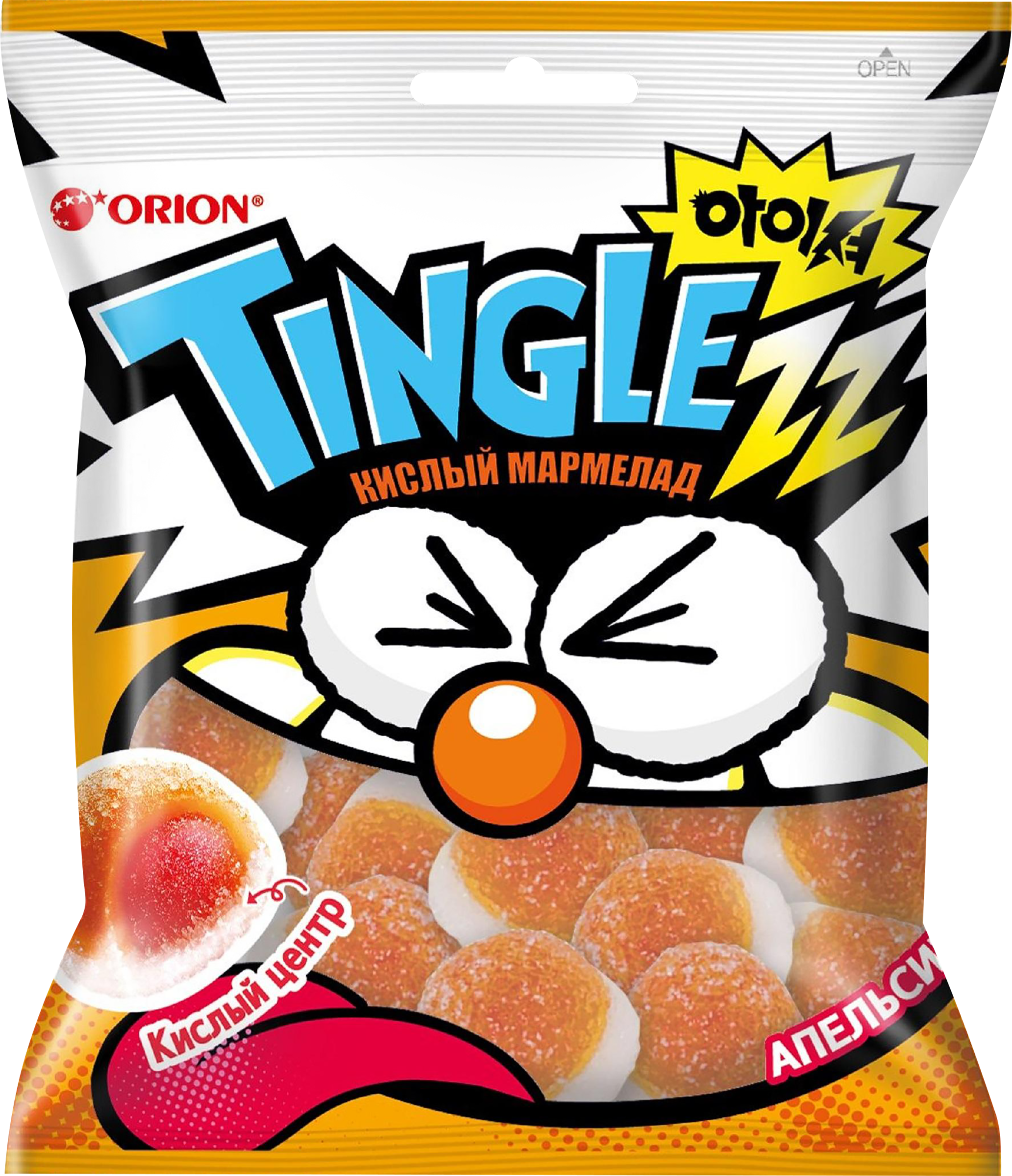 Изображение товара Мармелад ORION Tingle со вкусом апельсина - яркий кисло-сладкий десерт