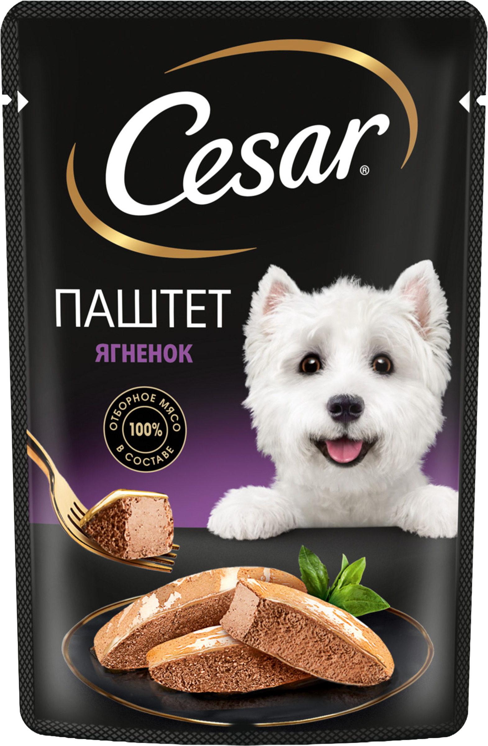 Изображение товара Корм влажный для взрослых собак CESAR Паштет с ягненком, 80г