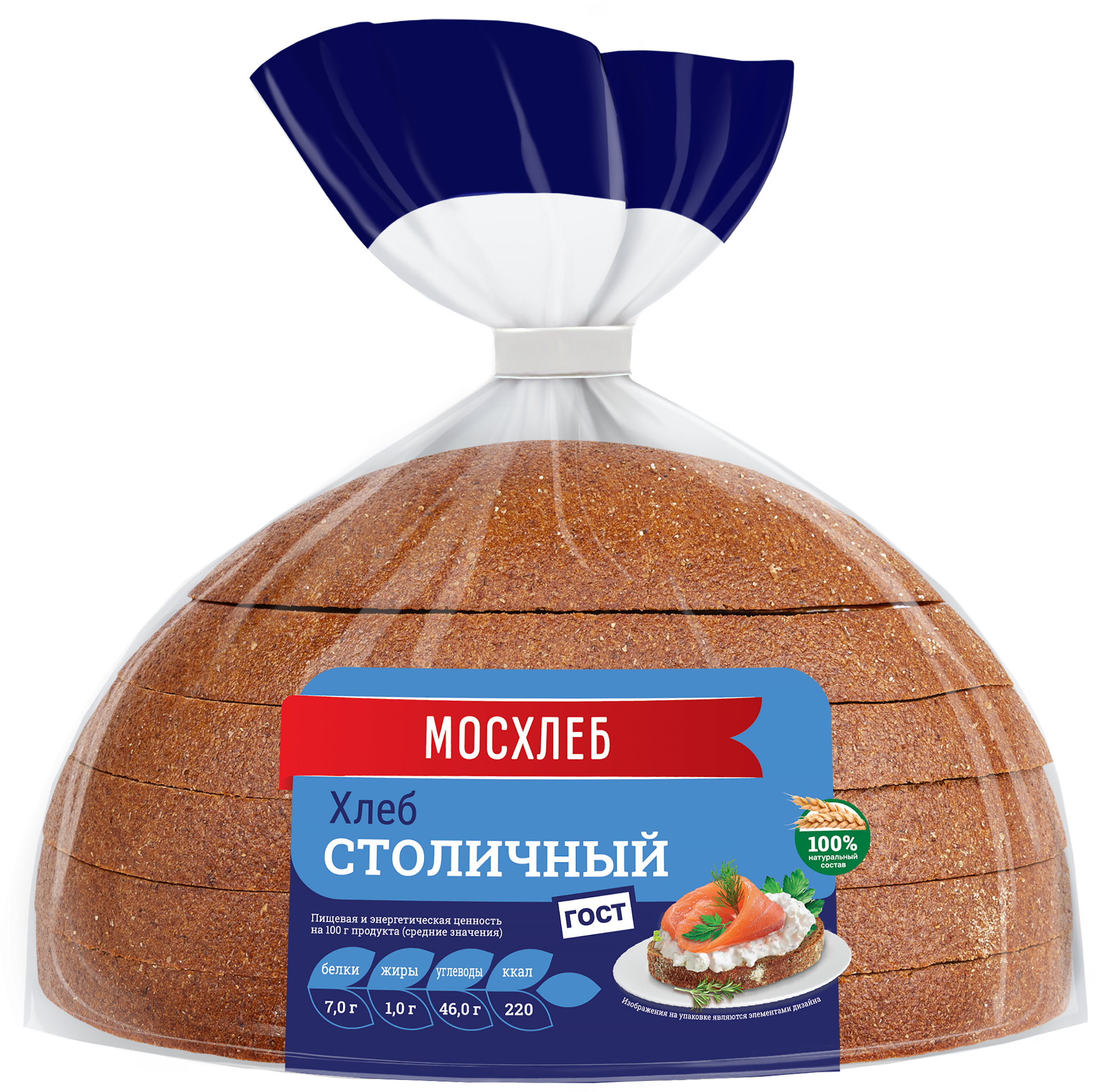 Изображение товара Хлеб подовый МОСХЛЕБ Столичный, в нарезке, 350г
