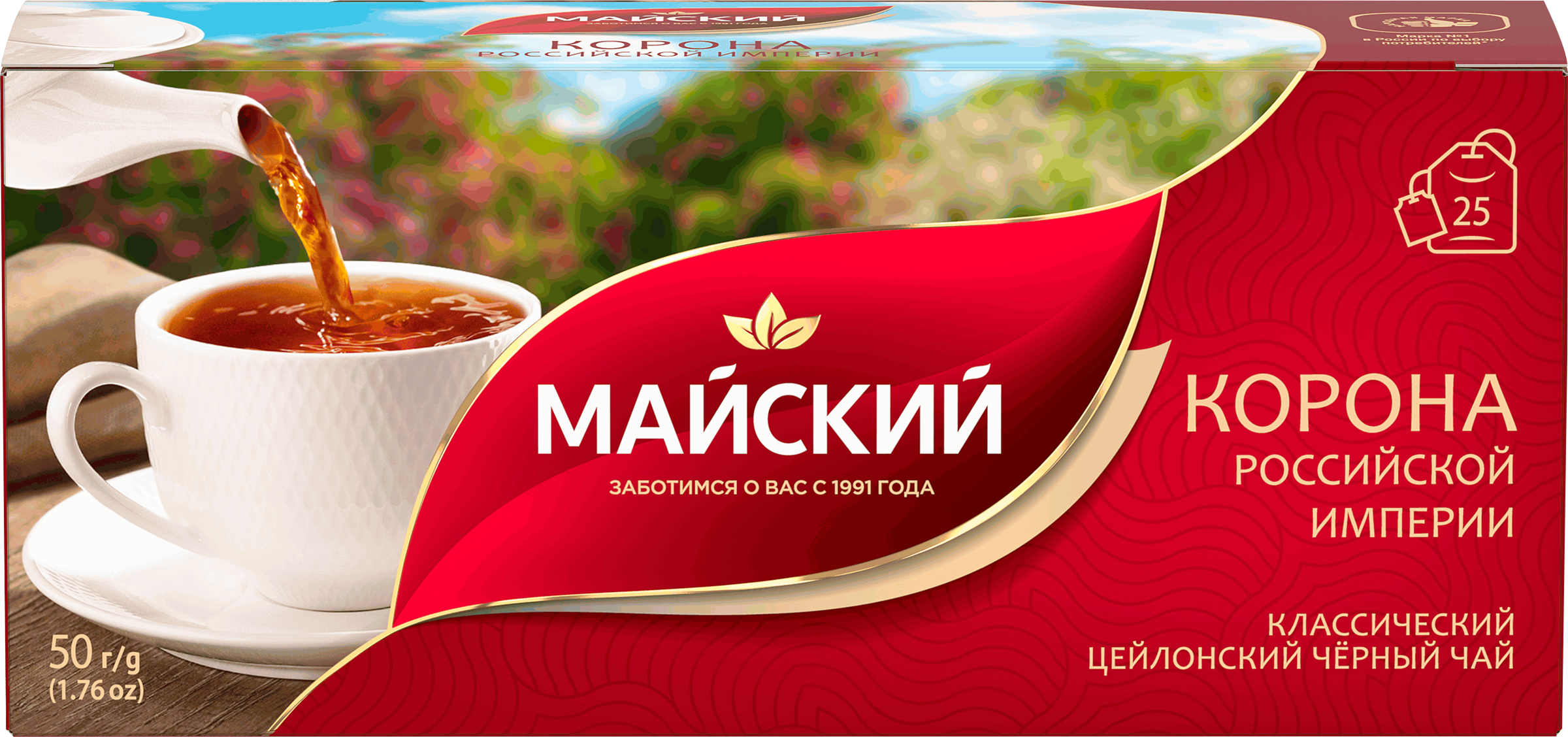Изображение товара Чай черный МАЙСКИЙ Корона Российской Империи 25 пакетиков, цейлонский байховый листовой Изображение товара Чай черный МАЙСКИЙ Корона Российской Империи 25 пакетиков, цейлонский байховый листовой