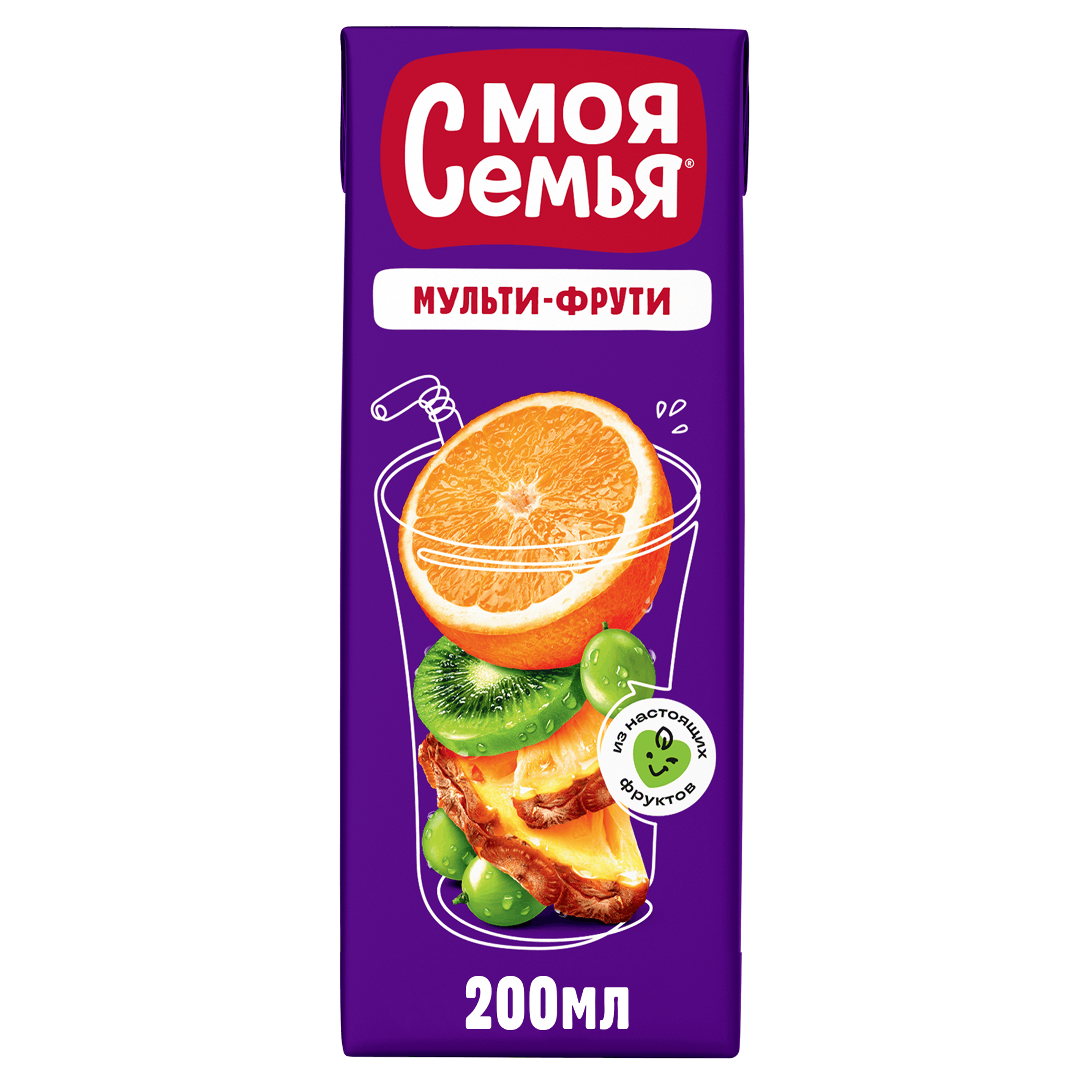 Изображение товара Напиток сокосодержащий МОЯ СЕМЬЯ Мульти-Фрути, 200мл