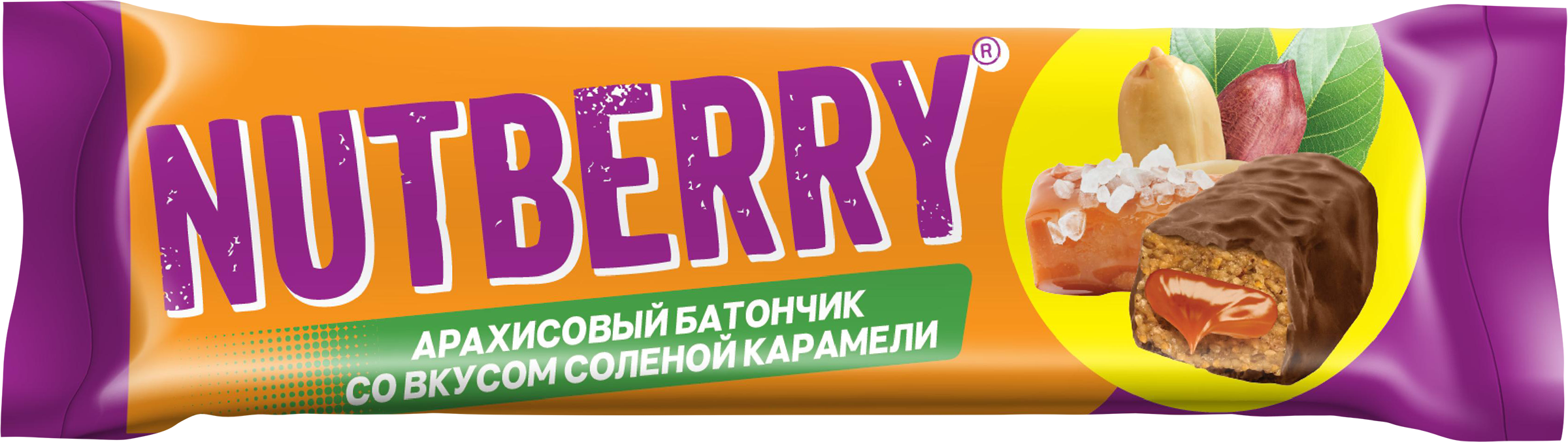 Изображение товара Батончик NUTBERRY Арахисовый с соленой карамелью, 50г