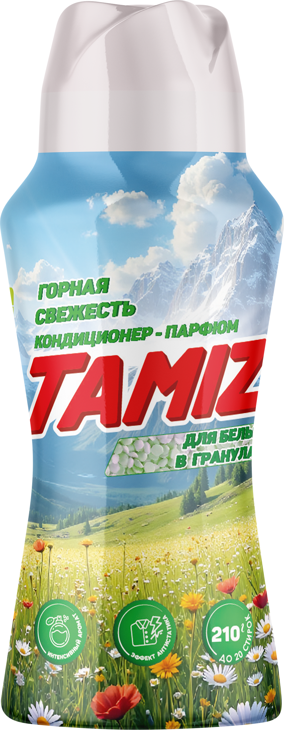 Изображение товара Кондиционер-парфюм для белья TAMIZ Горная свежесть, в гранулах, 210г Изображение товара Кондиционер-парфюм для белья TAMIZ Горная свежесть, в гранулах, 210г