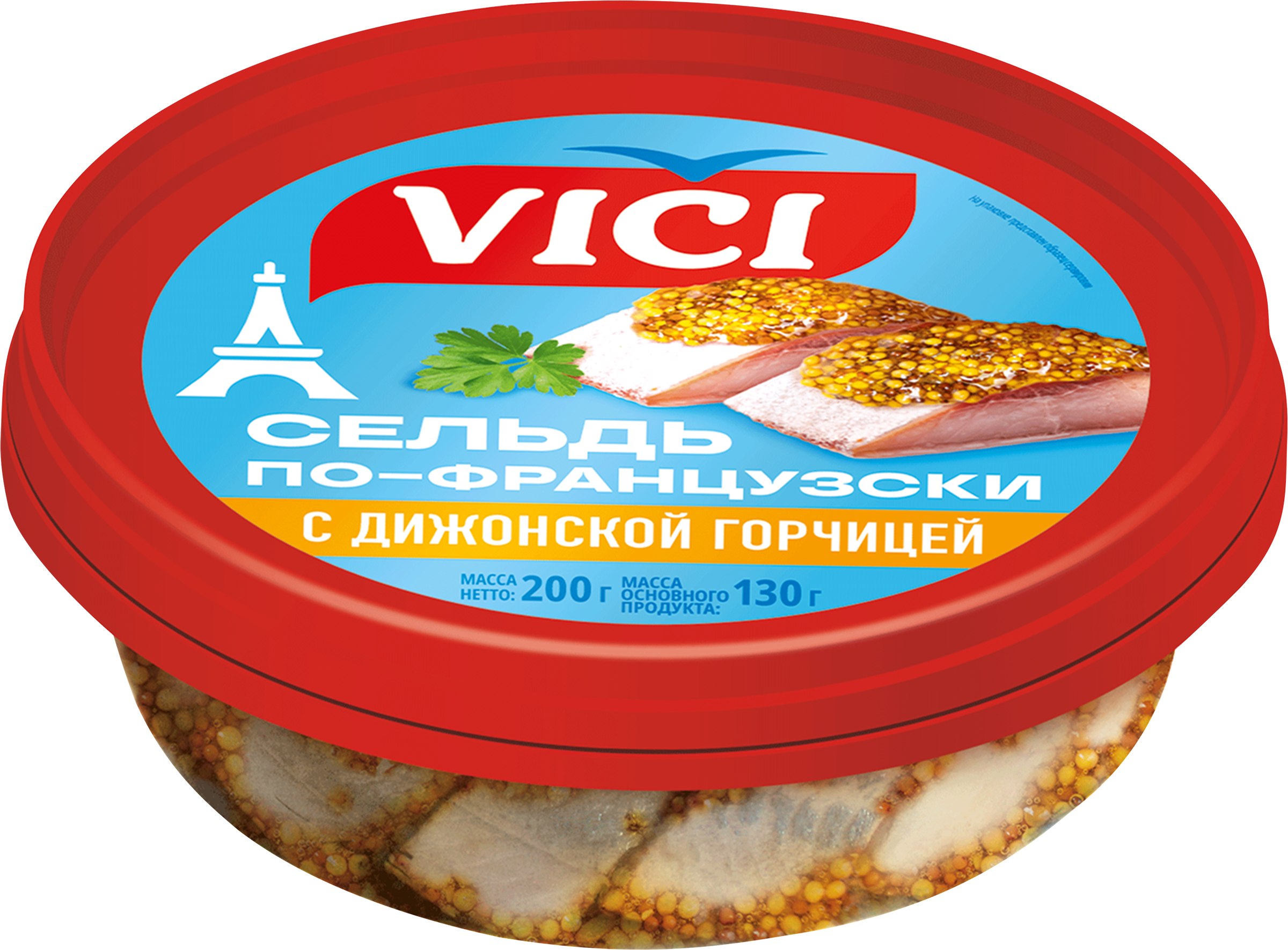 Изображение товара Сельдь VICI по-французски филе-кусочки с дижонской горчицей 200г Изображение товара Сельдь VICI по-французски филе-кусочки с дижонской горчицей 200г