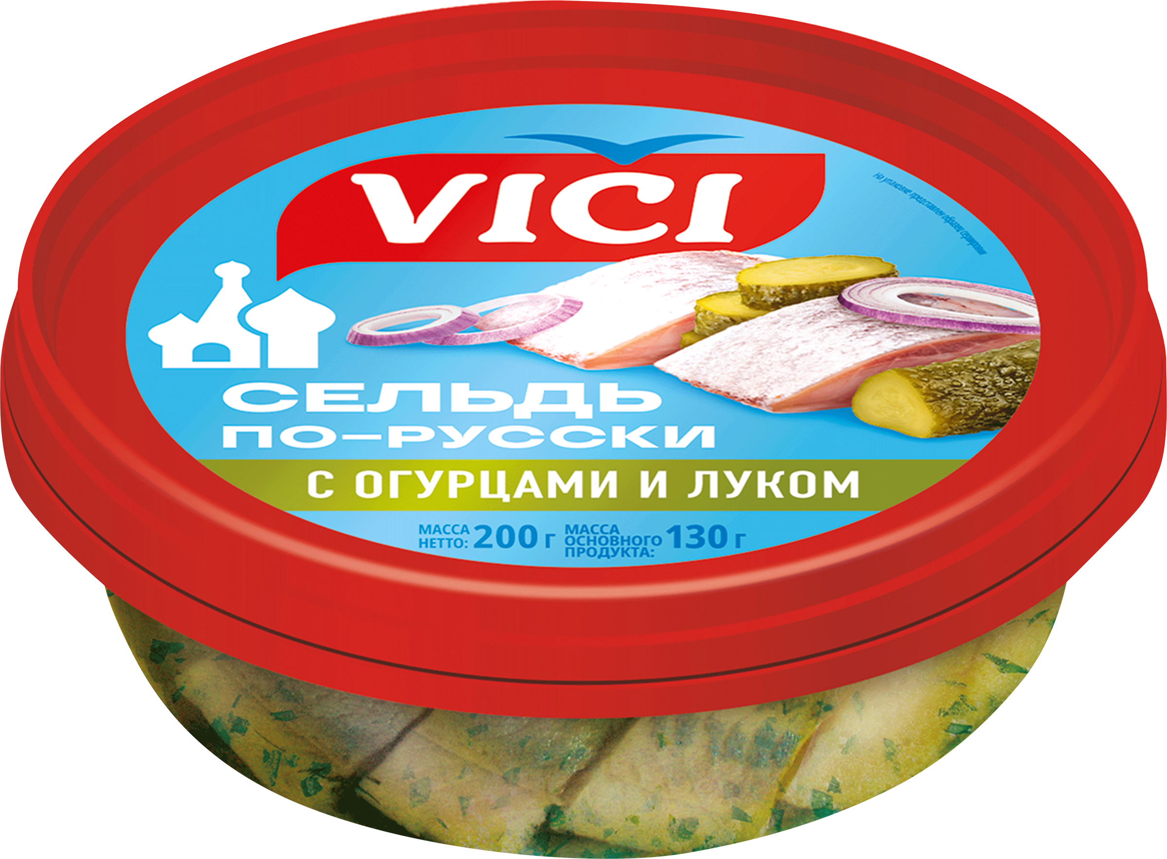 Изображение товара Сельдь по-русски VICI с маринадом и луком, 200г - готовая закуска Изображение товара Сельдь по-русски VICI с маринадом и луком, 200г - готовая закуска