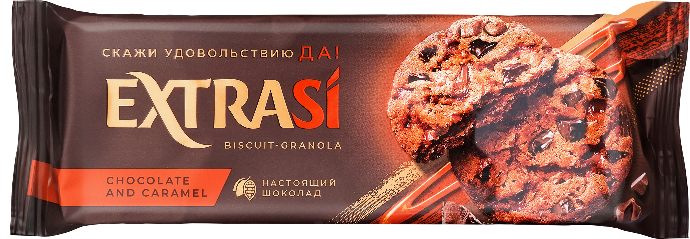 Изображение товара Печенье сдобное EXTRASI Гранола с шоколадом и карамелью, 150г Изображение товара Печенье сдобное EXTRASI Гранола с шоколадом и карамелью, 150г