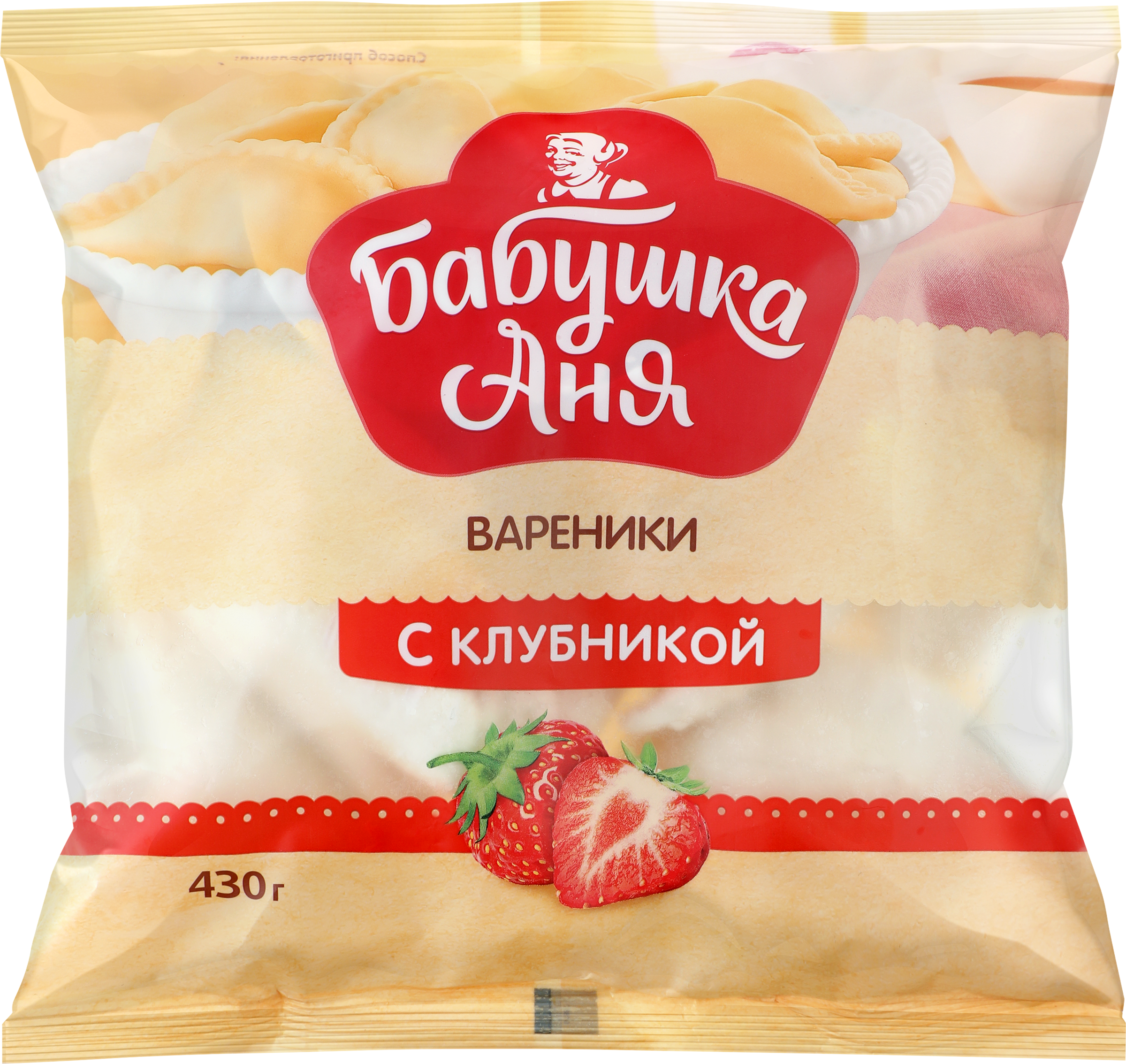 Изображение товара Вареники БАБУШКА АНЯ с клубникой 430г замороженные