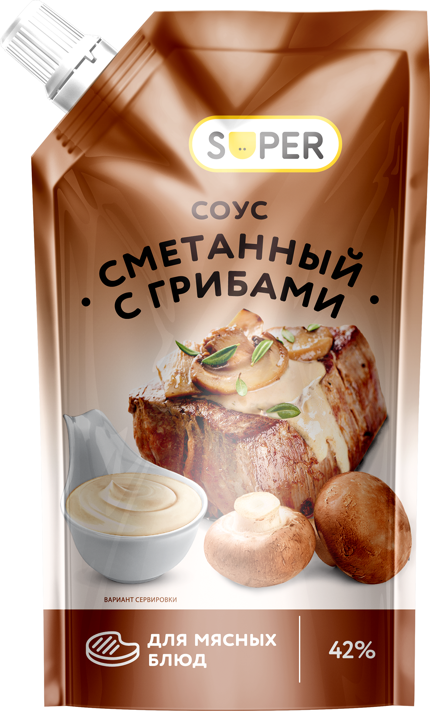 Изображение товара Соус сметанный с грибами SUPER 42%, густой и насыщенный вкус, 233г Изображение товара Соус сметанный с грибами SUPER 42%, густой и насыщенный вкус, 233г
