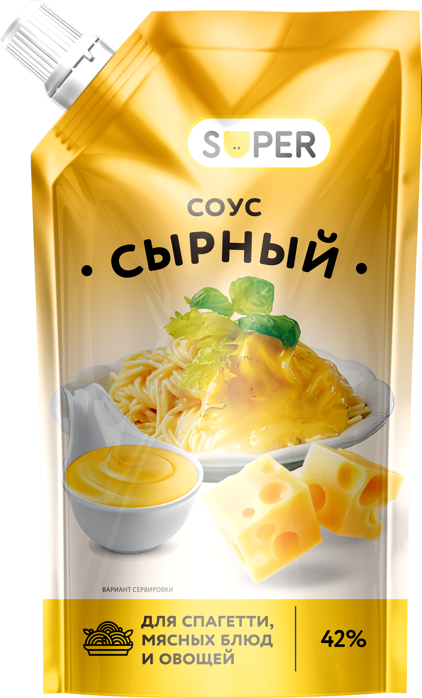 Изображение товара Соус SUPER Сырный 42% густой вкус, 233г в дой-паке