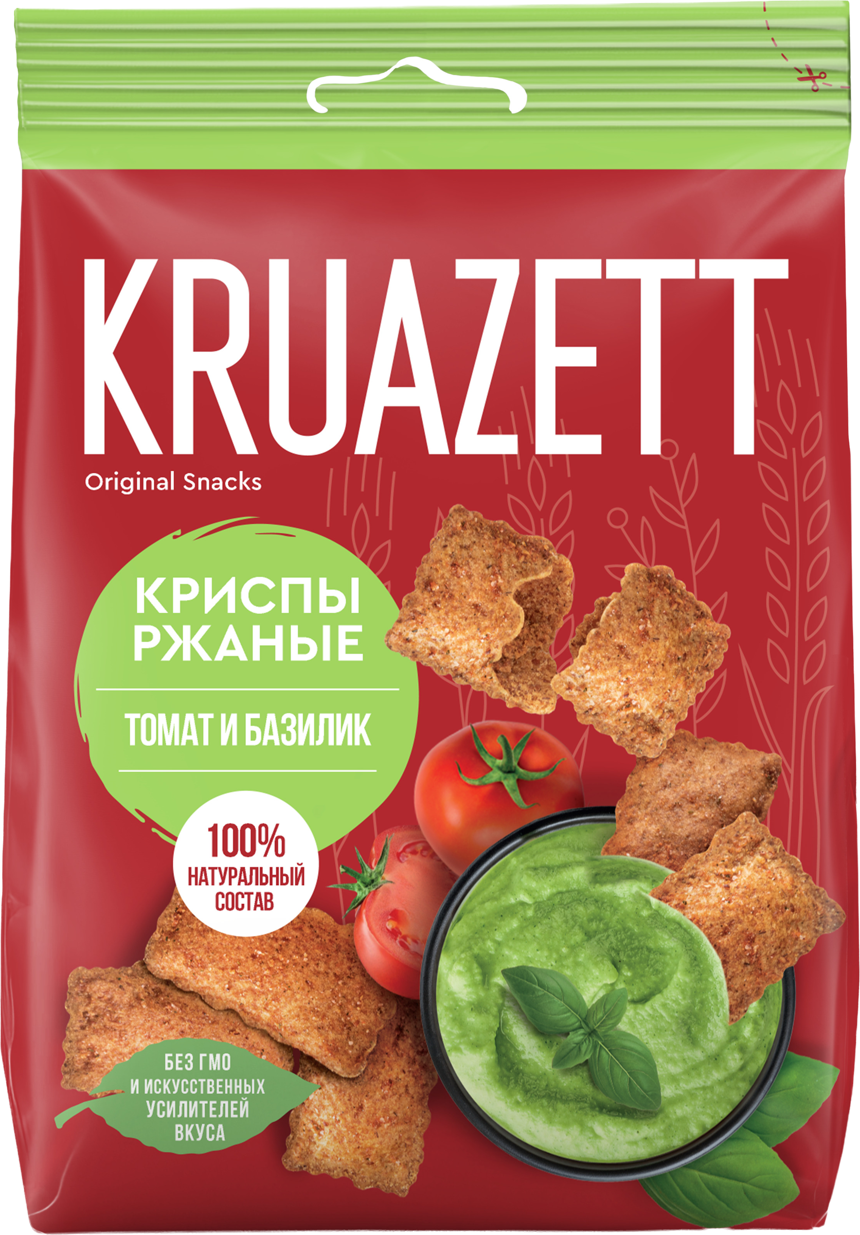Изображение товара Сухарики-криспы ржаные KRUAZETT с томатом и базиликом, 70г Изображение товара Сухарики-криспы ржаные KRUAZETT с томатом и базиликом, 70г