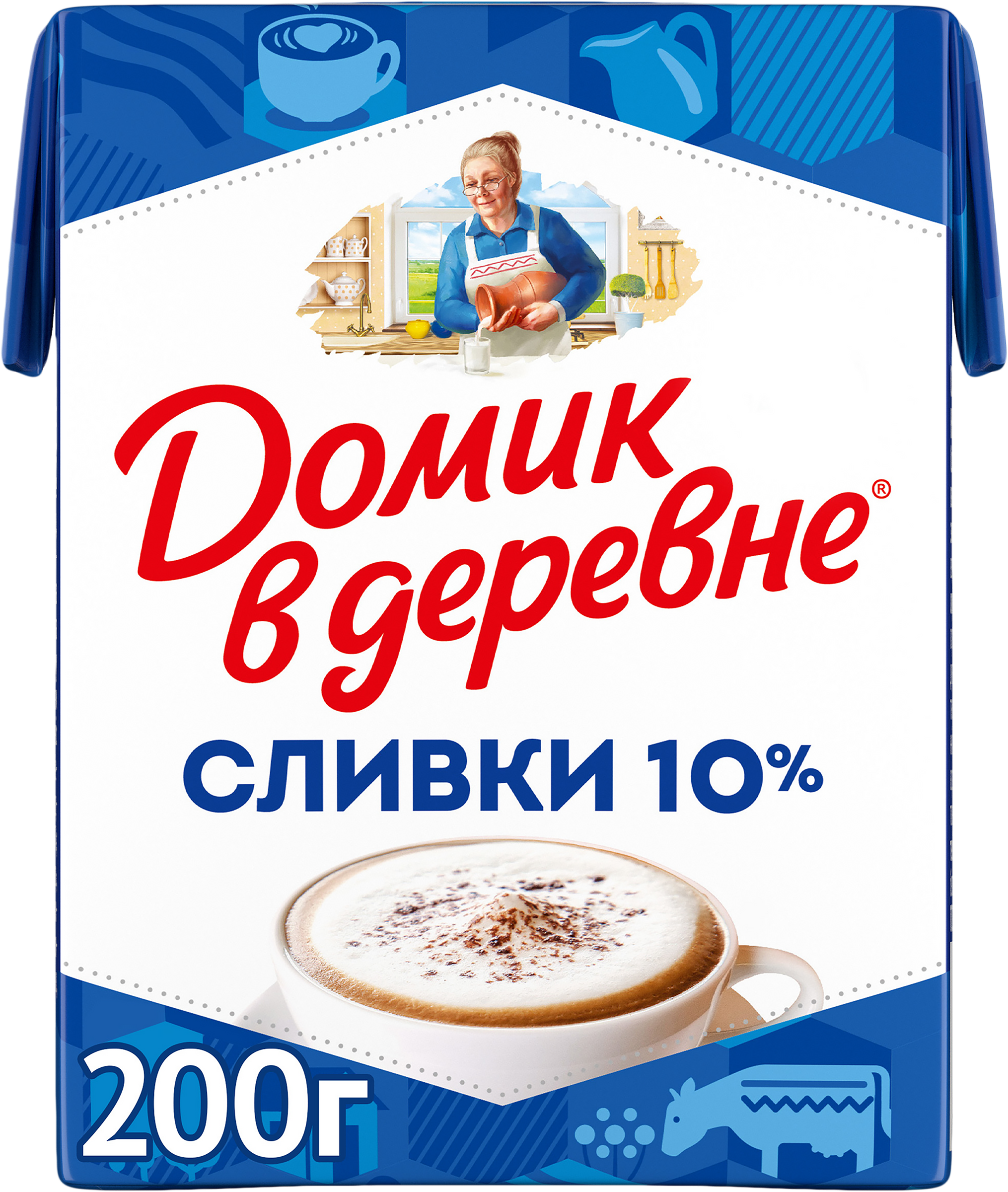 Изображение товара Сливки стерилизованные ДОМИК В ДЕРЕВНЄ 10% жирности, 200г - натуральный молочный продукт для напитк Изображение товара Сливки стерилизованные ДОМИК В ДЕРЕВНЄ 10% жирности, 200г - натуральный молочный продукт для напитк