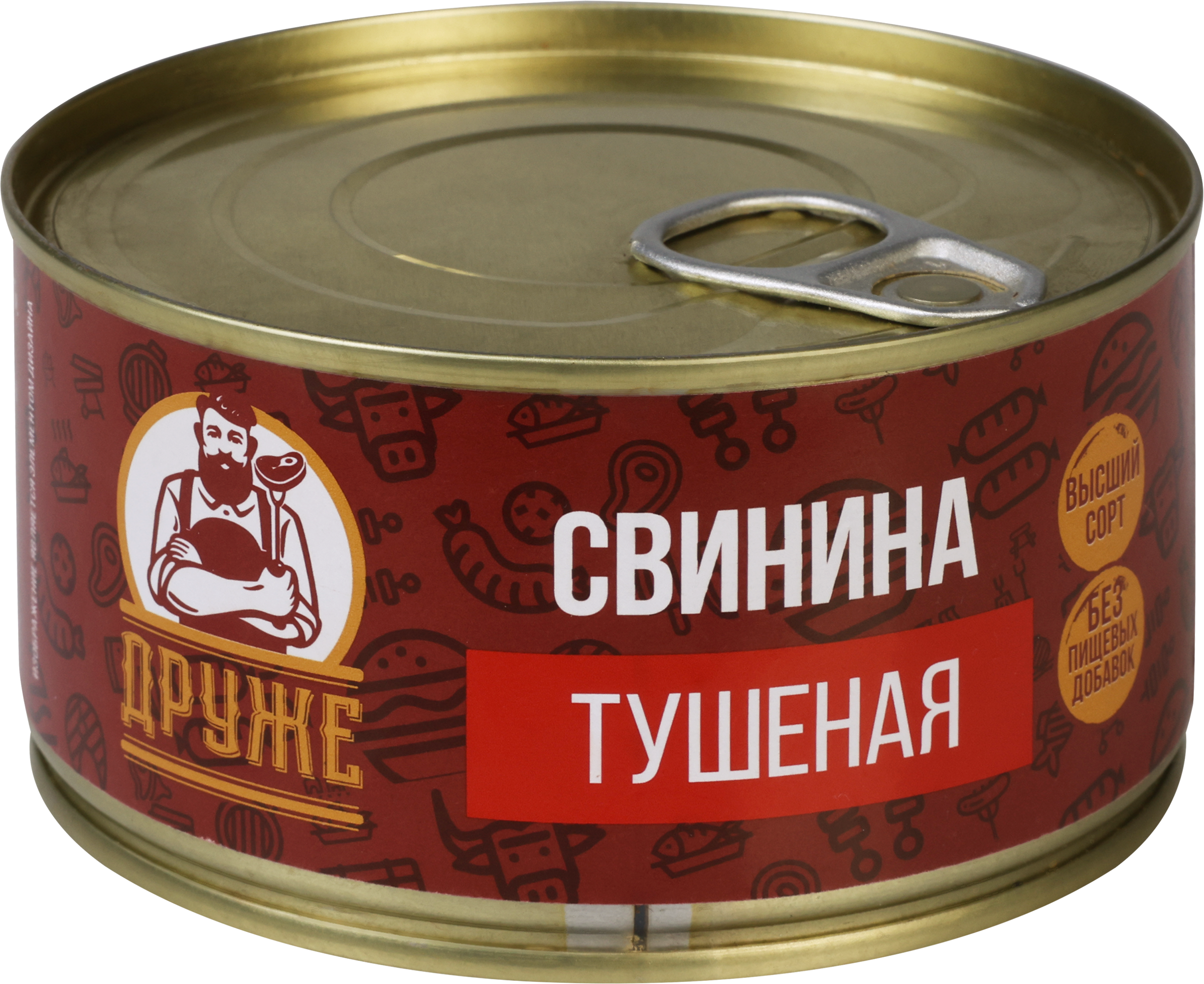 Изображение товара Свинина тушеная ДРУЖЕ 325г Стерилизованная Консерва Для блюда Изображение товара Свинина тушеная ДРУЖЕ 325г Стерилизованная Консерва Для блюда