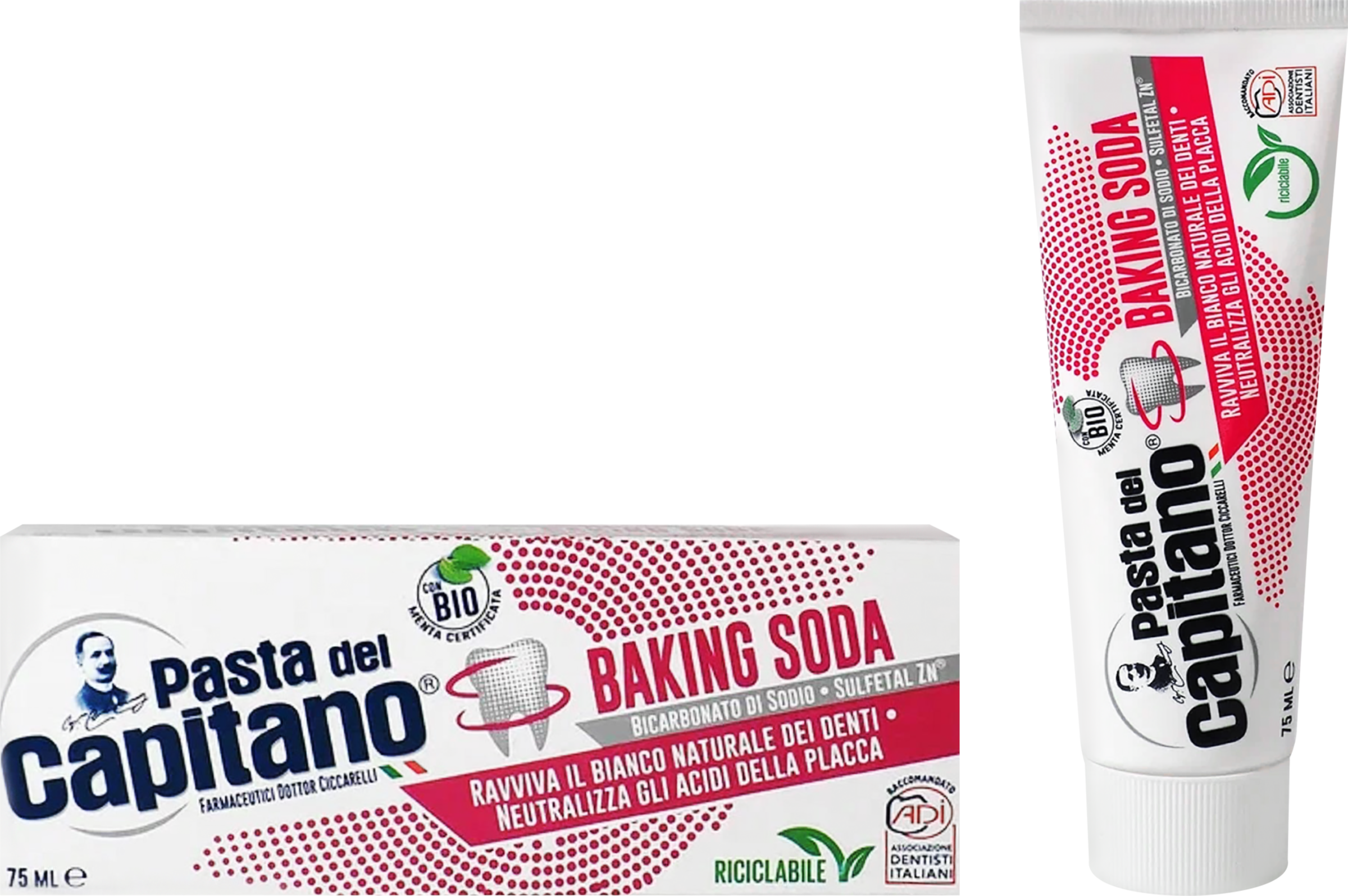 Изображение товара Зубная паста PASTA DEL CAPITANO Baking soda для деликатного отбеливания, 75мл Изображение товара Зубная паста PASTA DEL CAPITANO Baking soda для деликатного отбеливания, 75мл