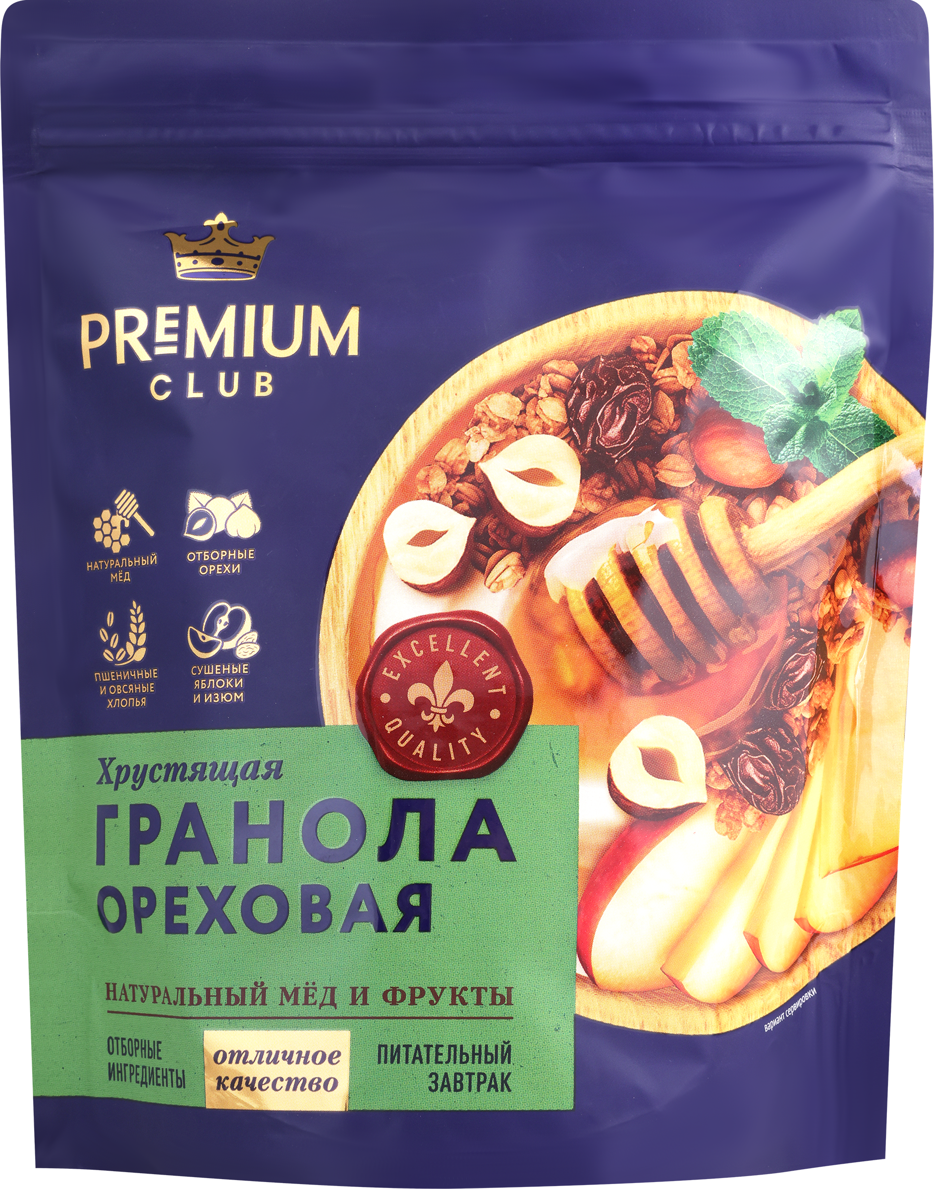 Изображение товара Гранола PREMIUM CLUB Ореховая 300г натуральный мюсли для здорового питания