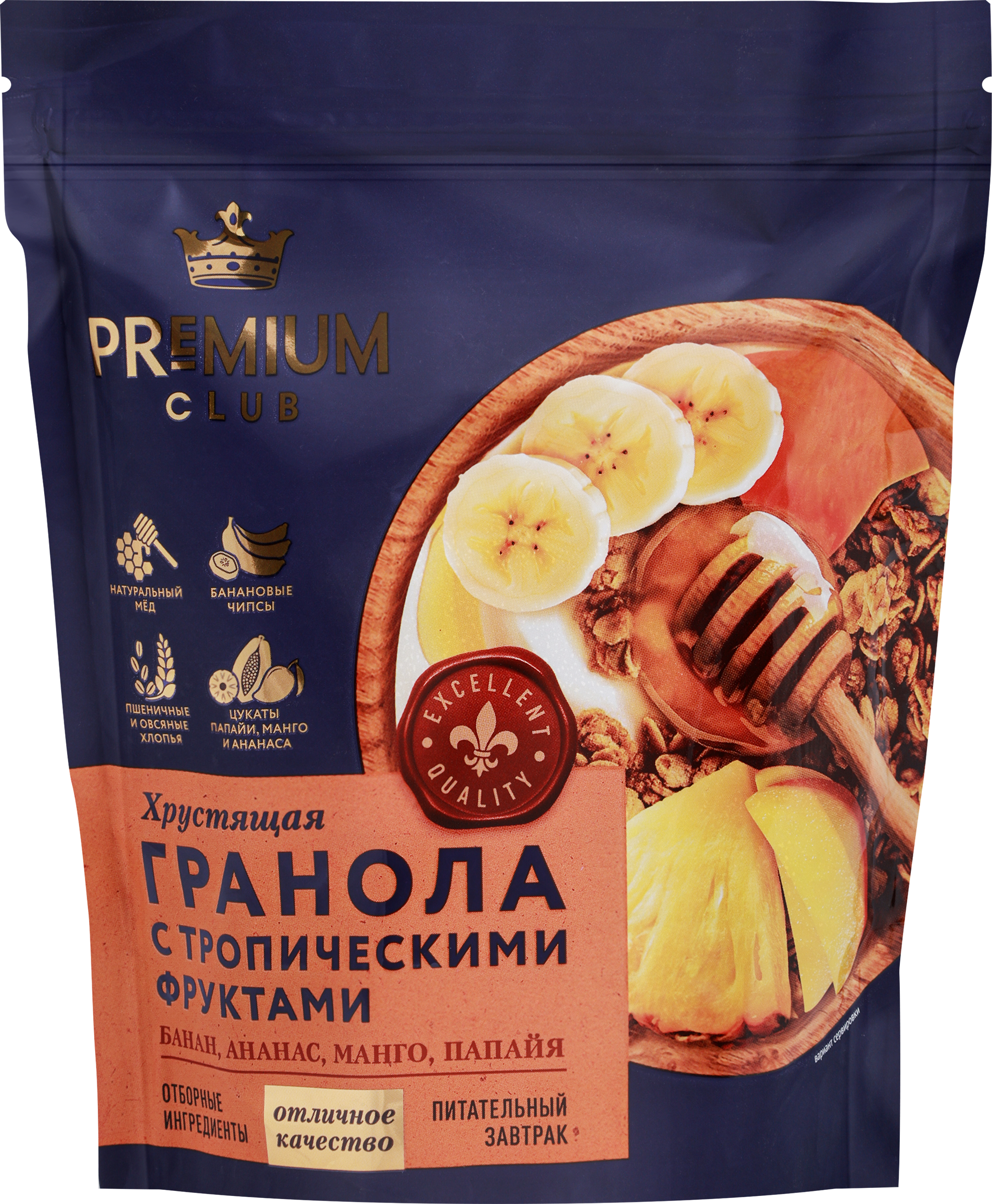 Изображение товара Гранола PREMIUM CLUB Тропические фрукты 300г - полезный мюсли для завтрака Изображение товара Гранола PREMIUM CLUB Тропические фрукты 300г - полезный мюсли для завтрака