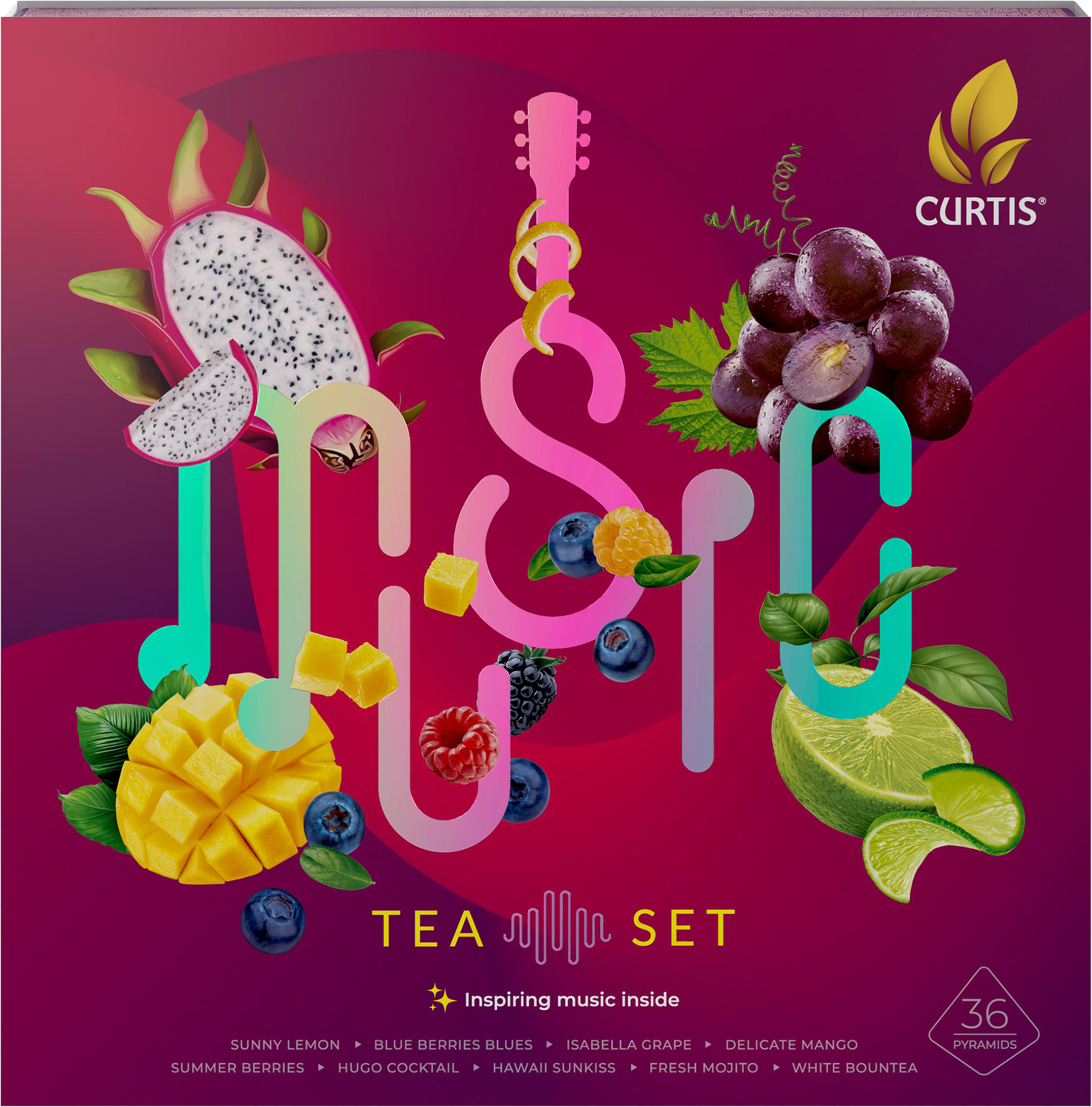 Изображение товара Набор чая CURTIS Music Tea Set 9 вкусов, 36 пирамидок, подарочный