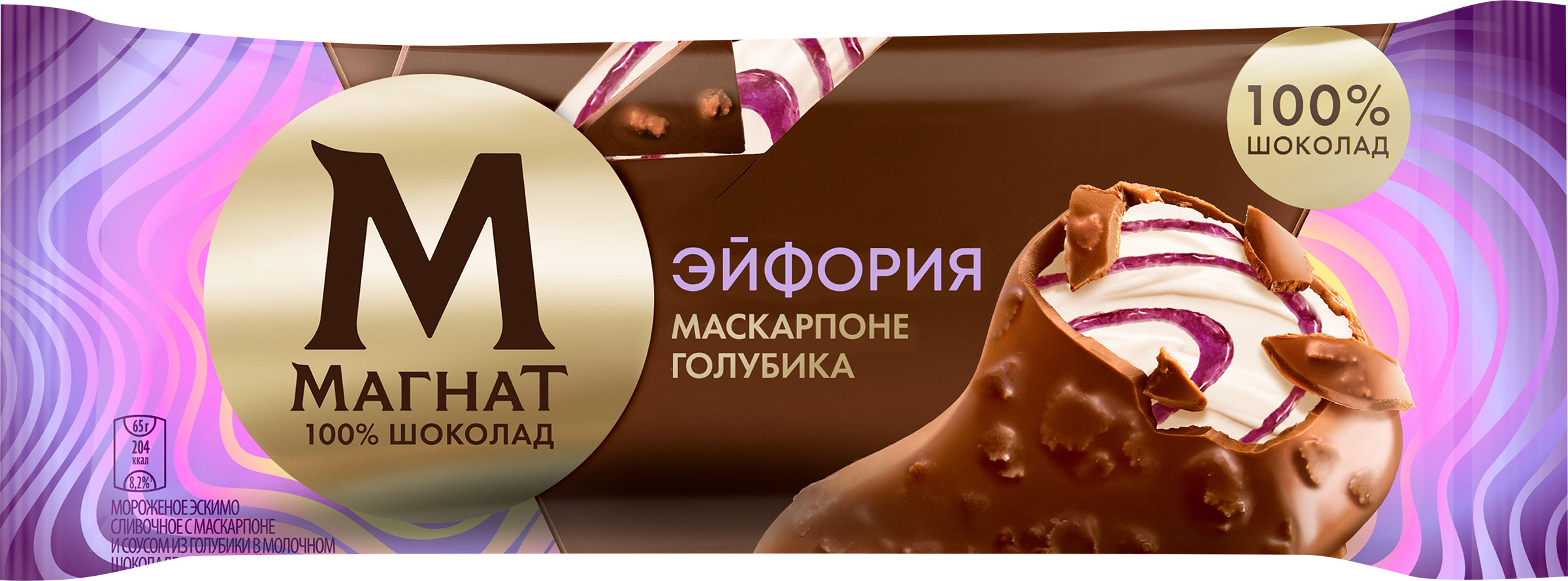Изображение товара Мороженое МАГНАТ Эйфория сливочное с маскарпоне и голубикой 70г эскимо Изображение товара Мороженое МАГНАТ Эйфория сливочное с маскарпоне и голубикой 70г эскимо