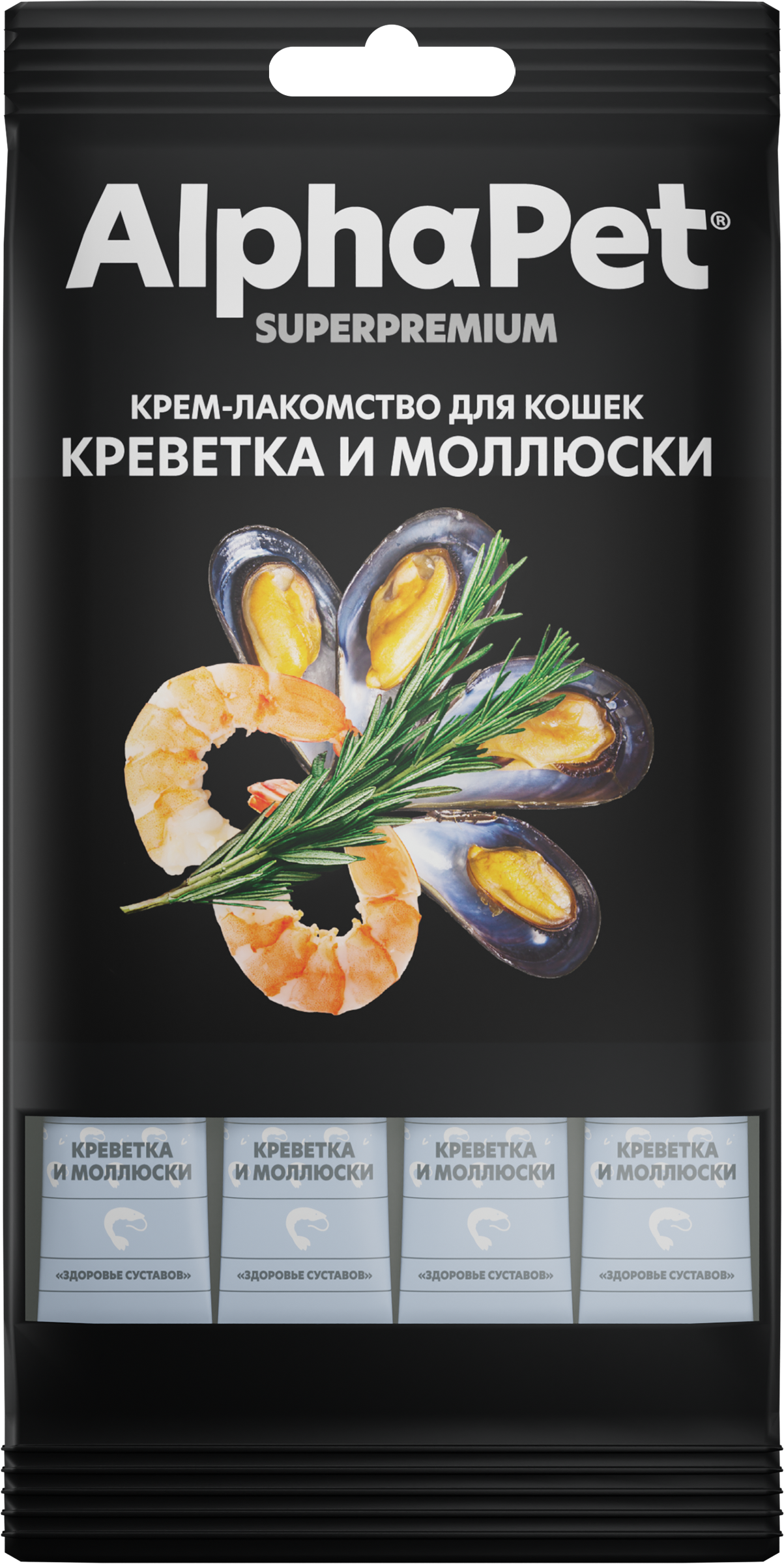 Изображение товара Лакомство для кошек ALPHAPET Superpremium с креветкой и моллюсками 48г