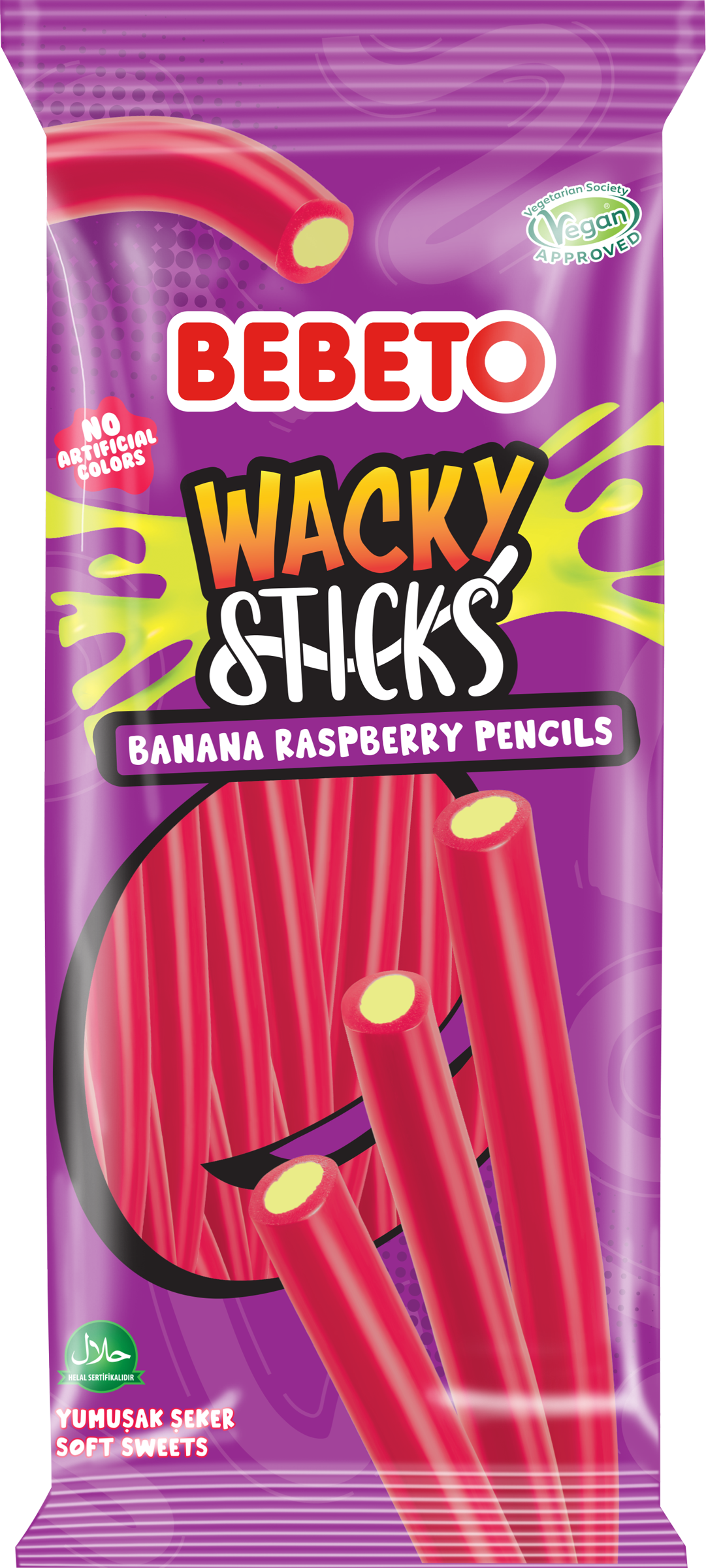 Изображение товара Жевательный мармелад BEBETO Wacky sticks со вкусом малины и банана 160г Изображение товара Жевательный мармелад BEBETO Wacky sticks со вкусом малины и банана 160г