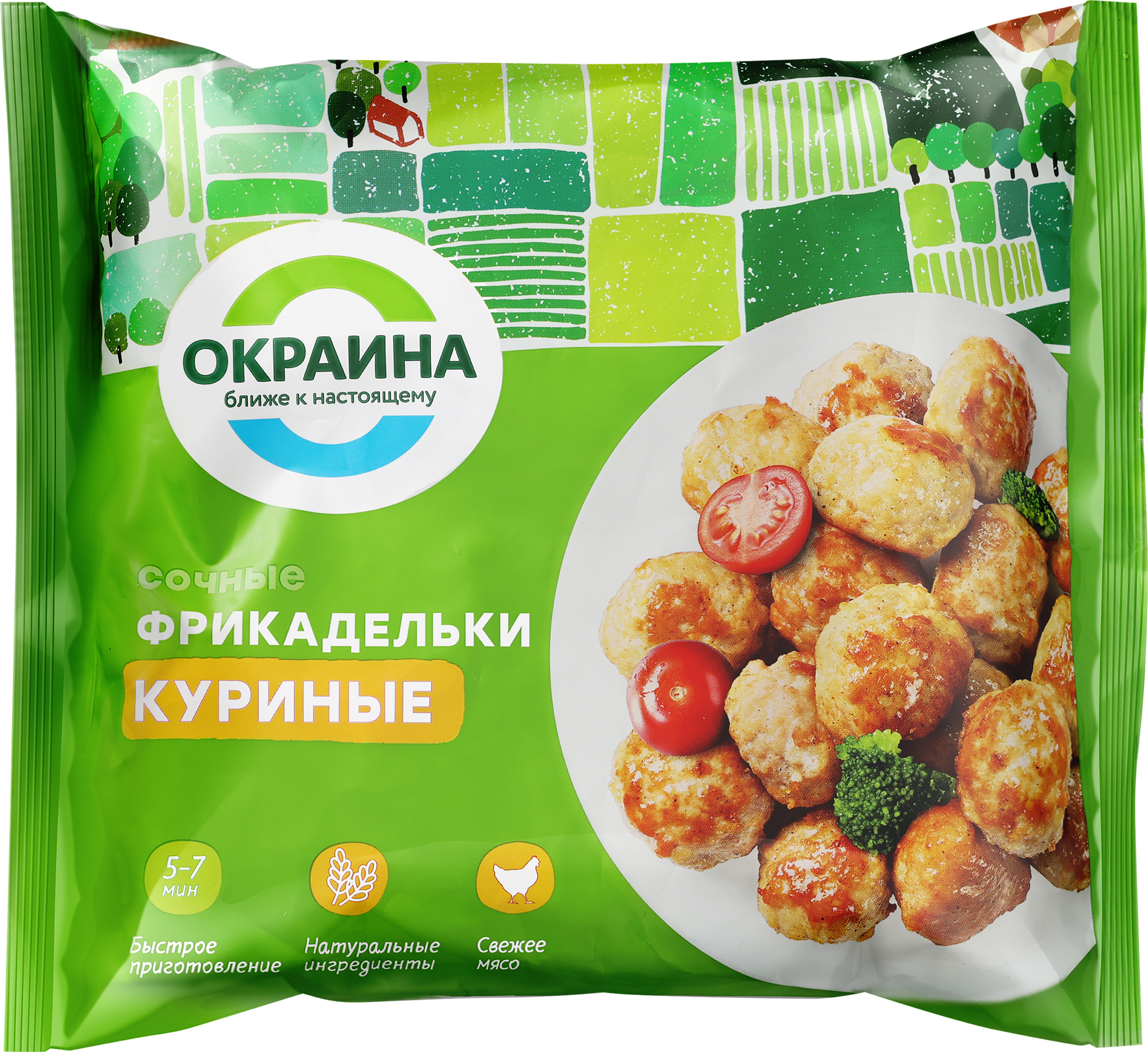 Изображение товара Фрикадельки ОКРАИНА Куриные, 450г Изображение товара Фрикадельки ОКРАИНА Куриные, 450г