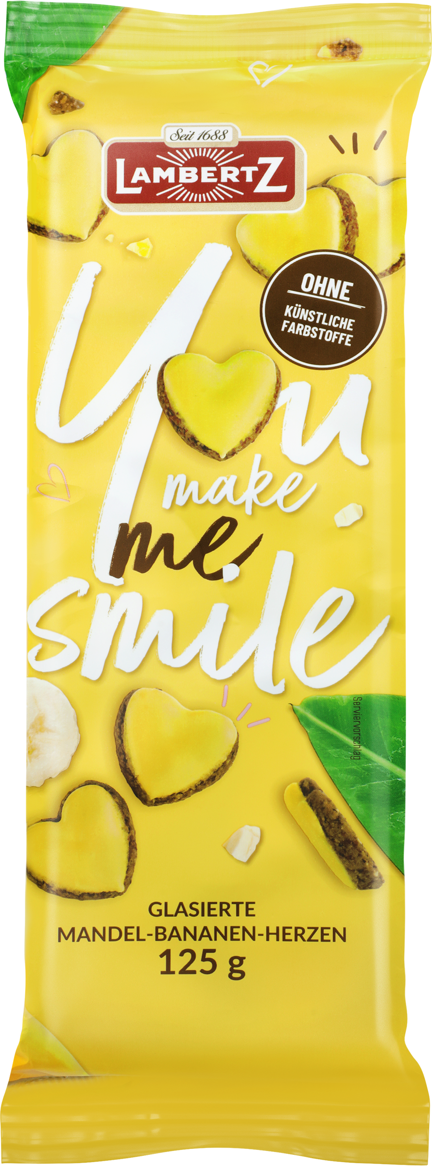 Изображение товара Печенье LAMBERTZ You make me smile миндальное с бананом 125 г Изображение товара Печенье LAMBERTZ You make me smile миндальное с бананом 125 г