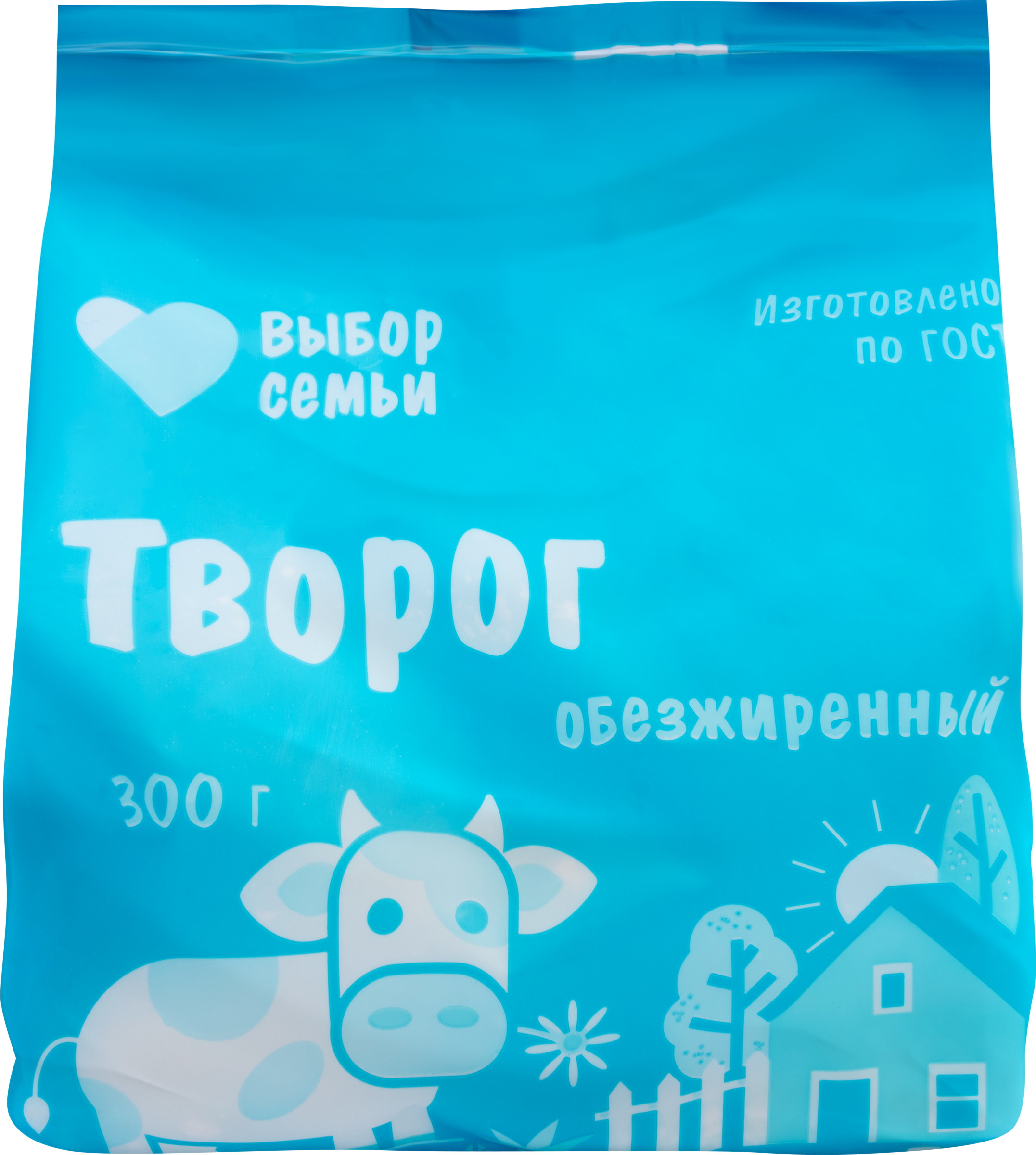 Изображение товара Творог ВЫБОР СЕМЬИ обезжиренный 300г без змж питательный и натуральный продукт