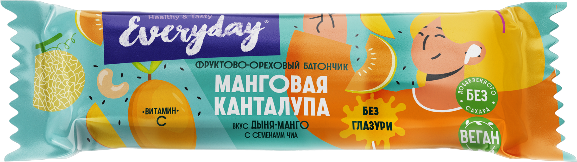 Изображение товара Батончик EVERYDAY Манговая канталупа, манго-дыня, 40 г Изображение товара Батончик EVERYDAY Манговая канталупа, манго-дыня, 40 г