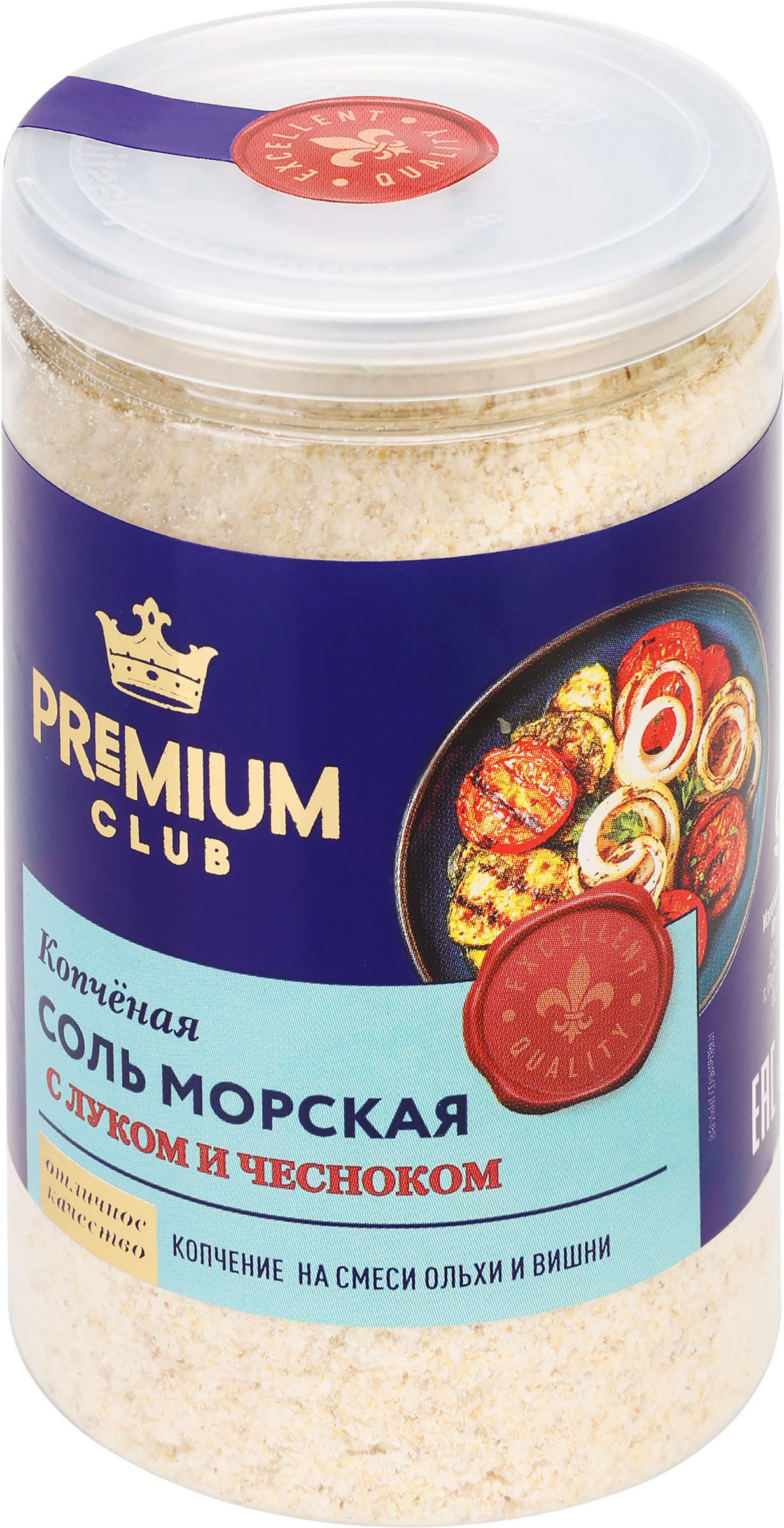 Изображение товара Морская копченая соль с луком и чесноком PREMIUM CLUB, 220г Изображение товара Морская копченая соль с луком и чесноком PREMIUM CLUB, 220г