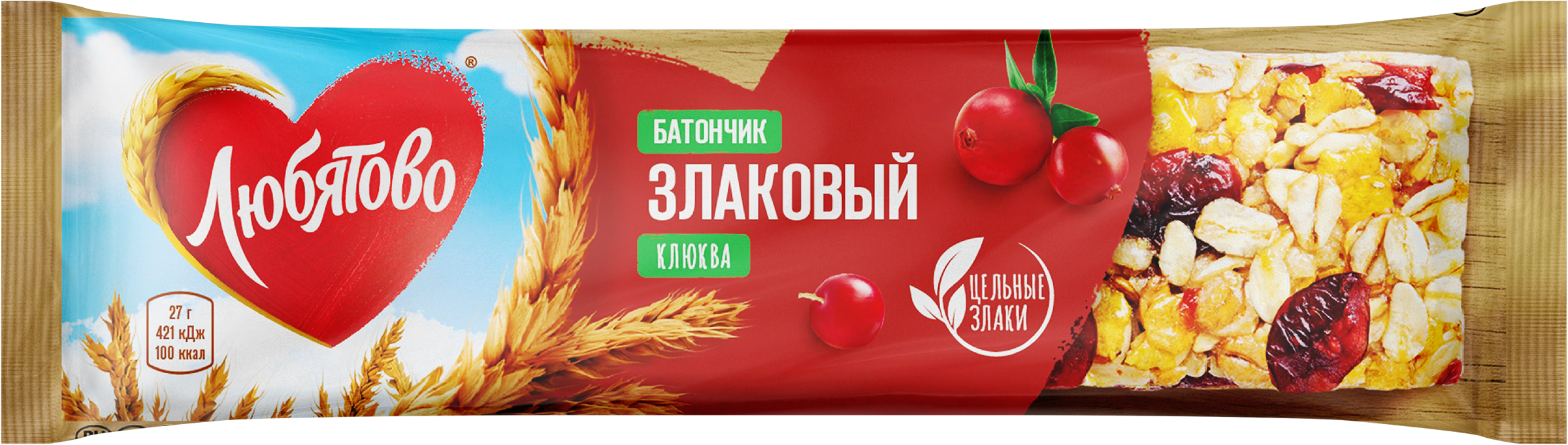 Изображение товара Злаковый батончик ЛЮБЯТОВО Клюква 50 г натуральный перекус Изображение товара Злаковый батончик ЛЮБЯТОВО Клюква 50 г натуральный перекус