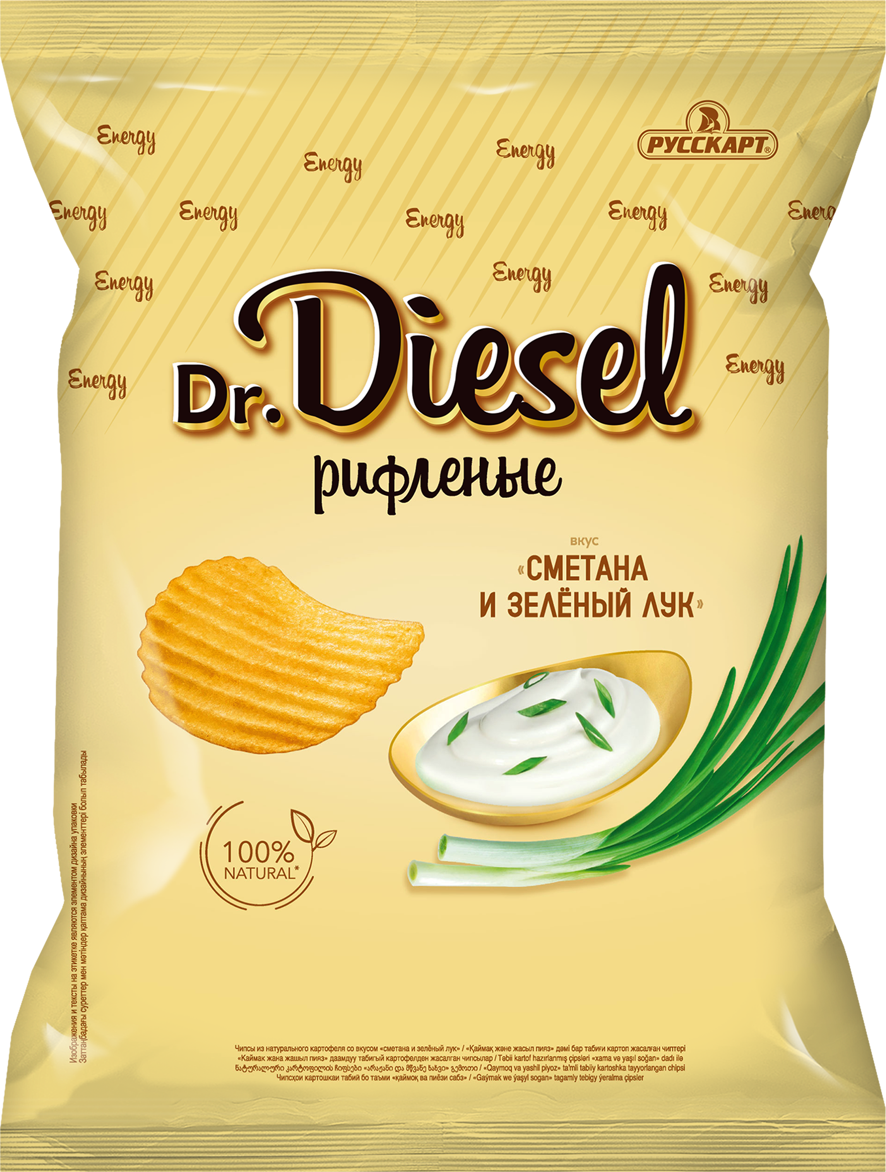 Изображение товара Чипсы картофельные DR.DIESEL со вкусом сметана и зеленый лук 120г