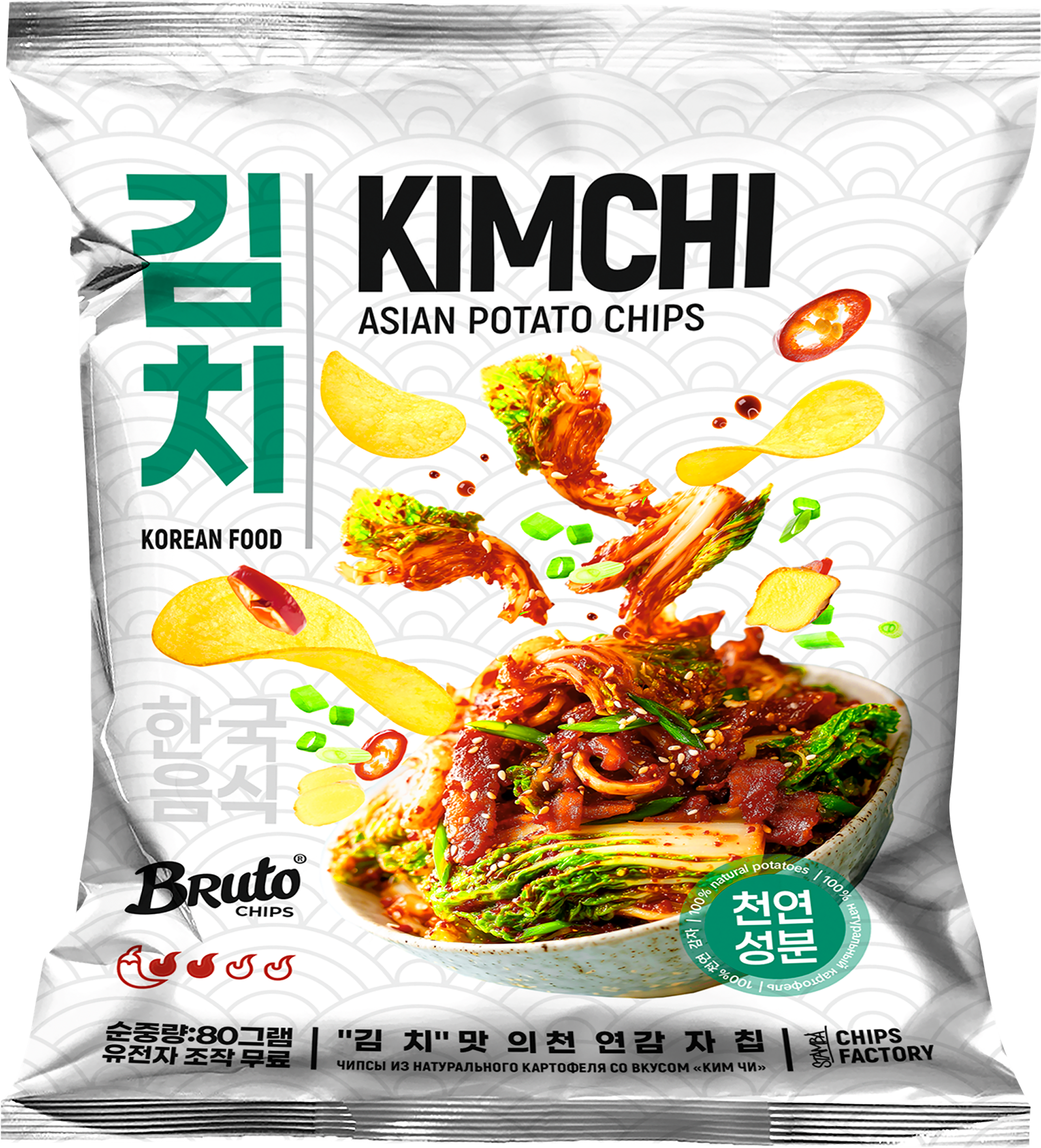 Изображение товара Чипсы картофельные BRUTO со вкусом Кимчи, 80г Изображение товара Чипсы картофельные BRUTO со вкусом Кимчи, 80г