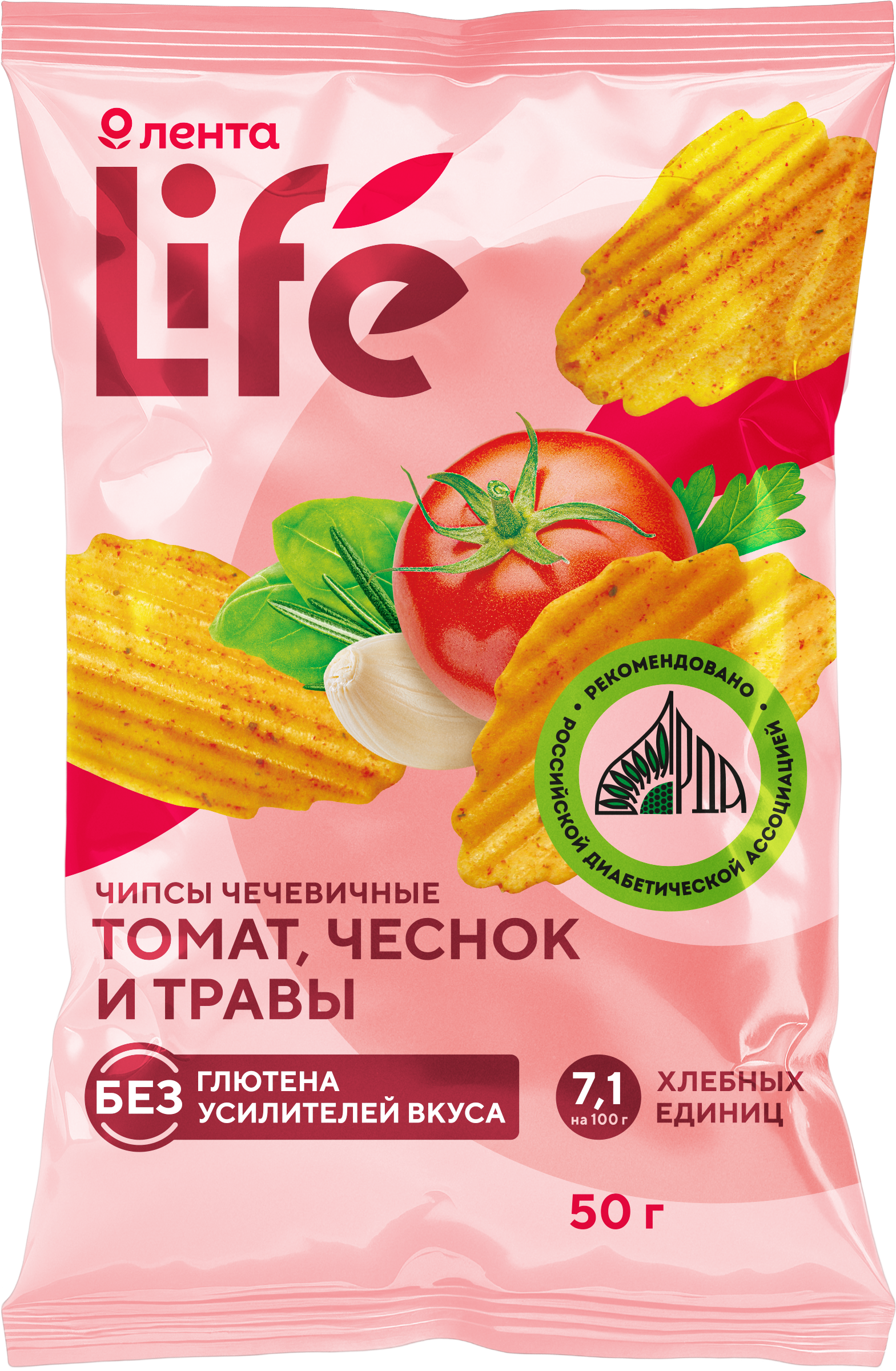 Изображение товара Чипсы чечевичные ЛЕНТА LIFE томаты, чеснок и травы, 50г Изображение товара Чипсы чечевичные ЛЕНТА LIFE томаты, чеснок и травы, 50г