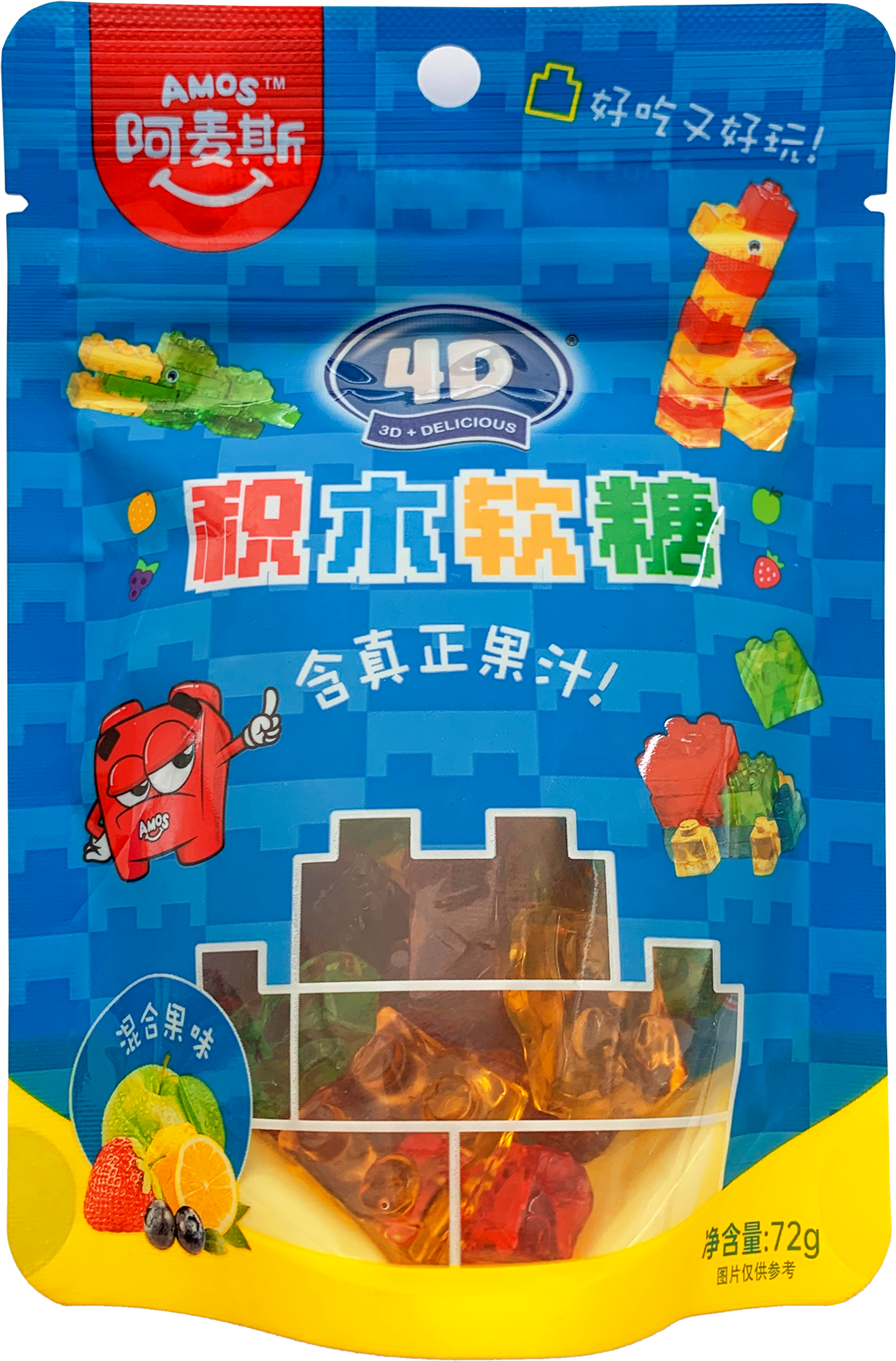 Изображение товара Конфеты жевательные AMOS 4D Лего 72г с разными фруктовыми вкусами Изображение товара Конфеты жевательные AMOS 4D Лего 72г с разными фруктовыми вкусами