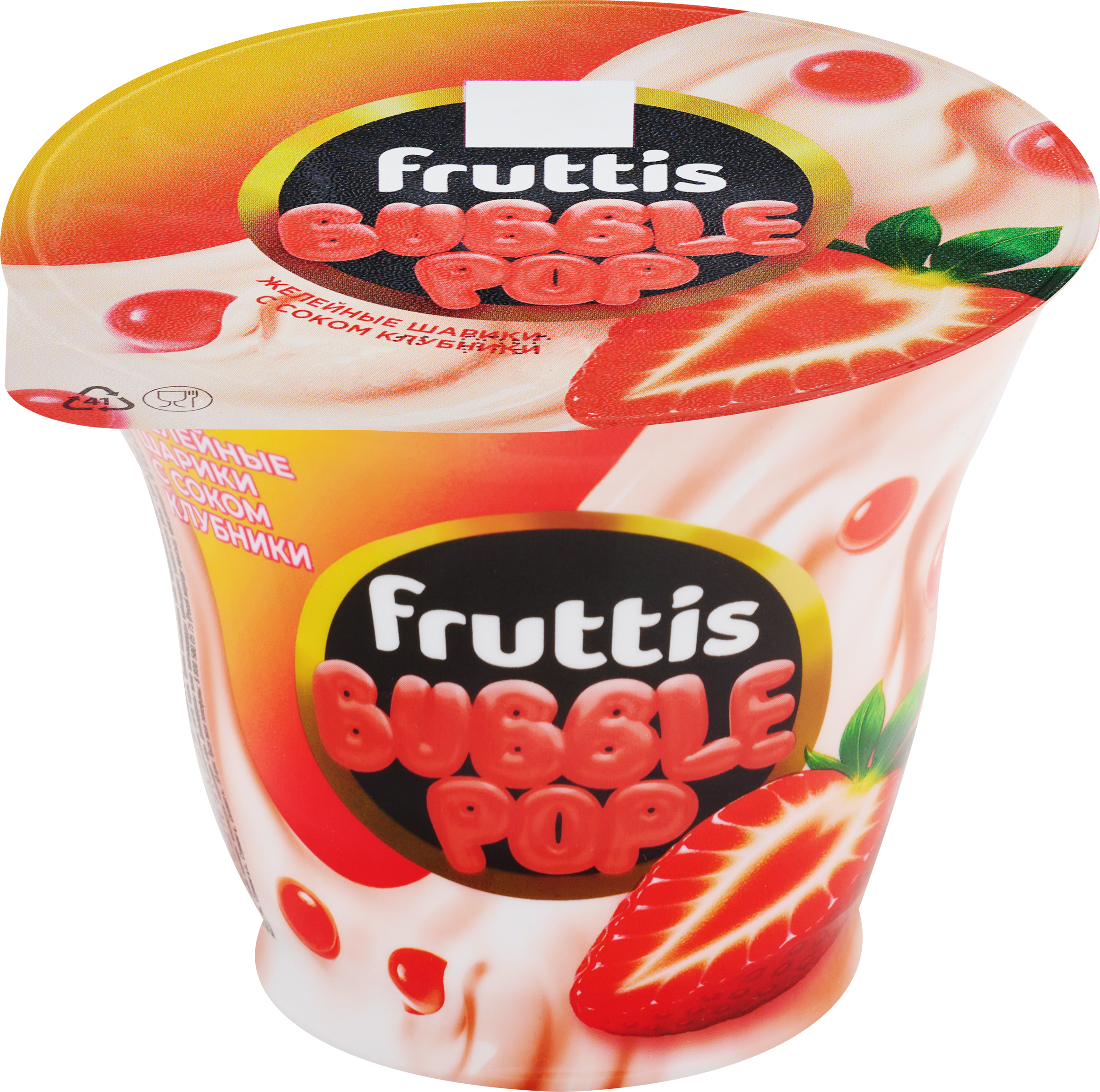 Изображение товара Продукт йогуртный пастеризованный FRUTTIS Клубника с желейными шариками, с соком клубники 4,4%, без змж, 180г