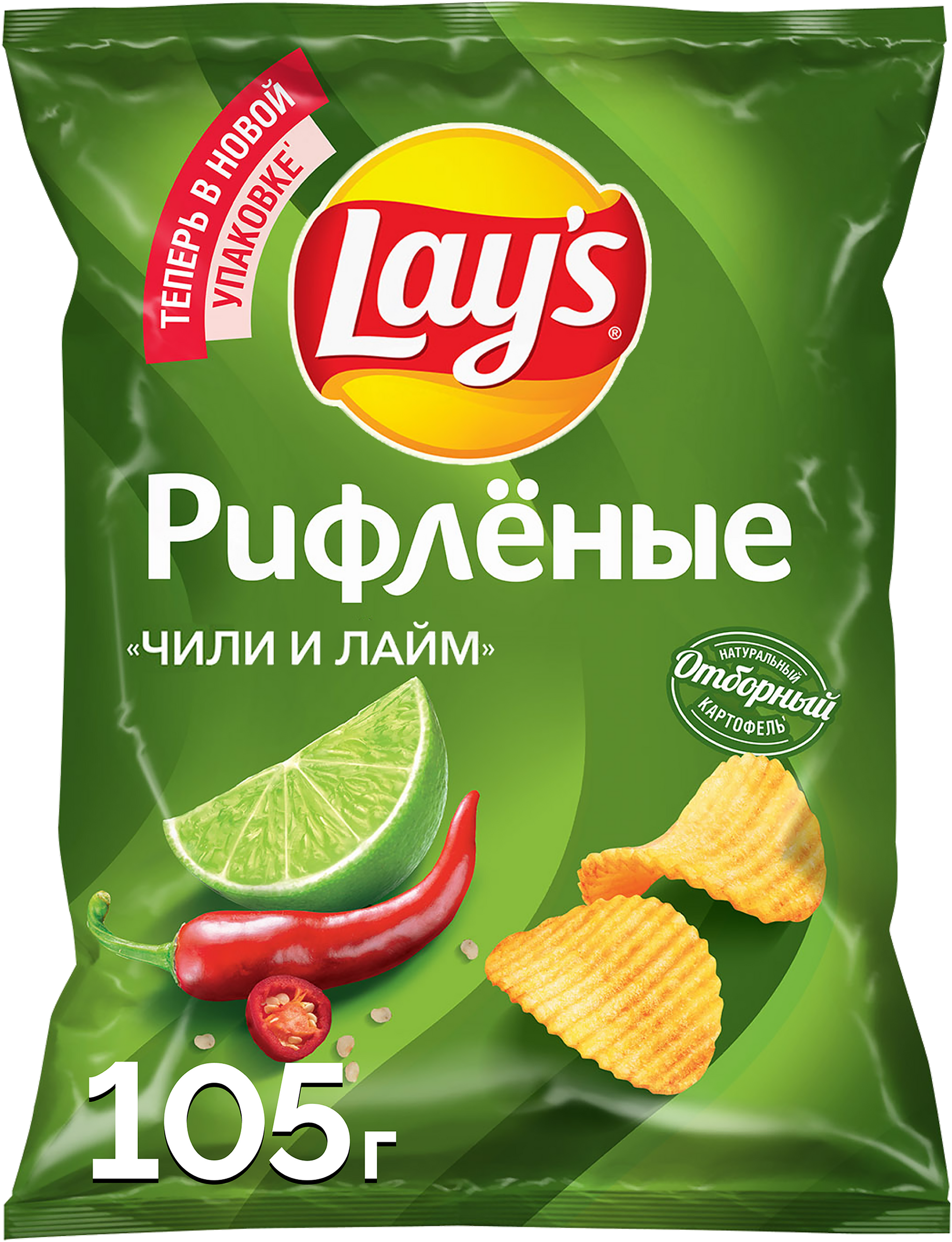 Изображение товара Чипсы LAY'S Чили и лайм, рифленые, 105 г